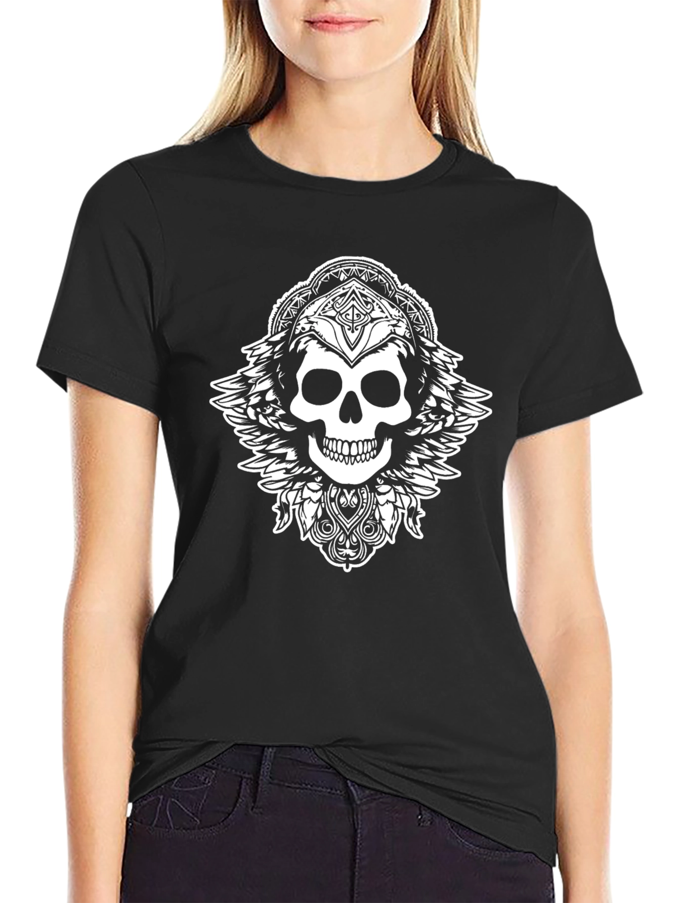 Skull Wings Graphic Black T-Shirt