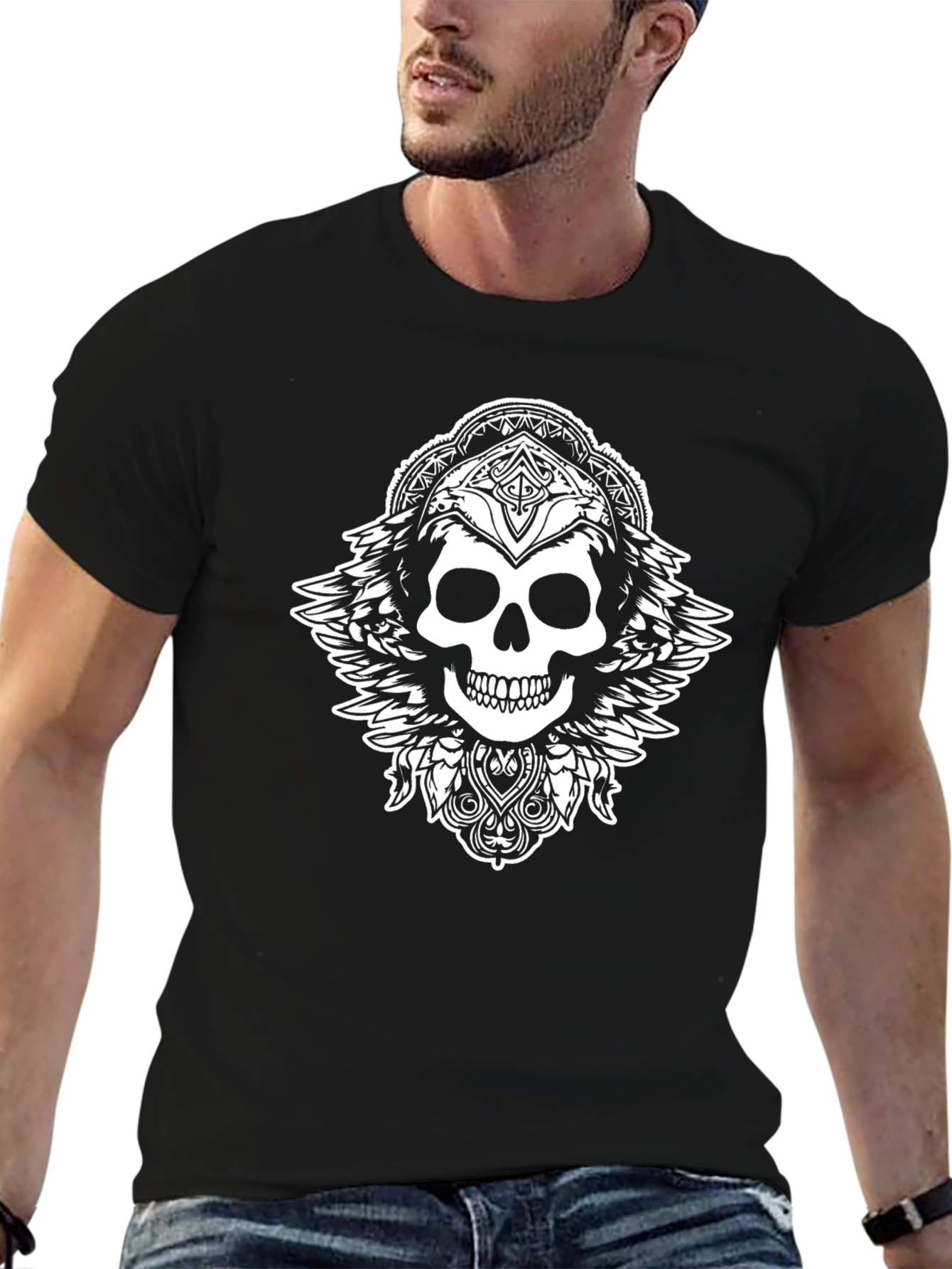 Skull Wings Graphic Black T-Shirt