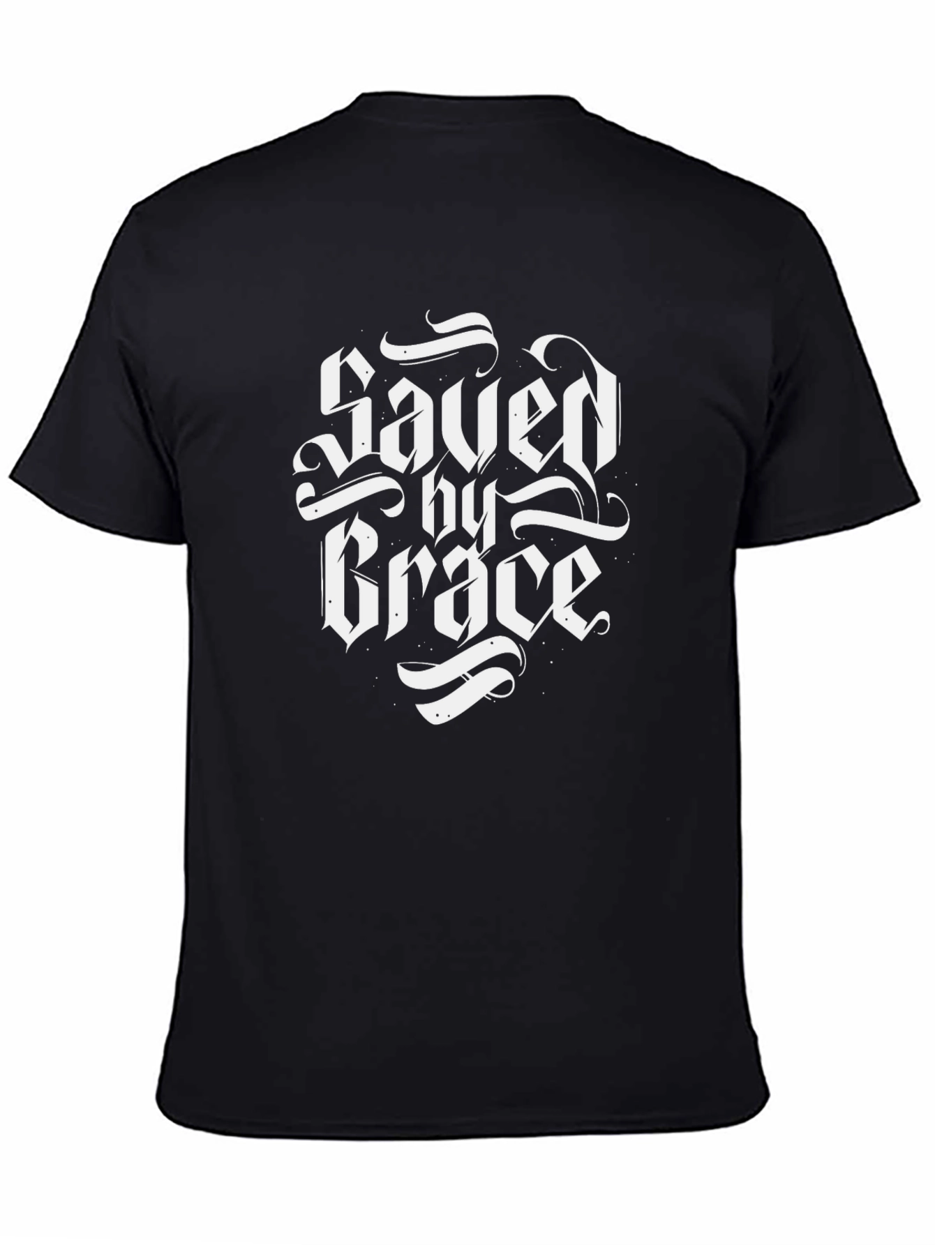 Saved by Grace Black T-Shirt - Christian Faith Apparel