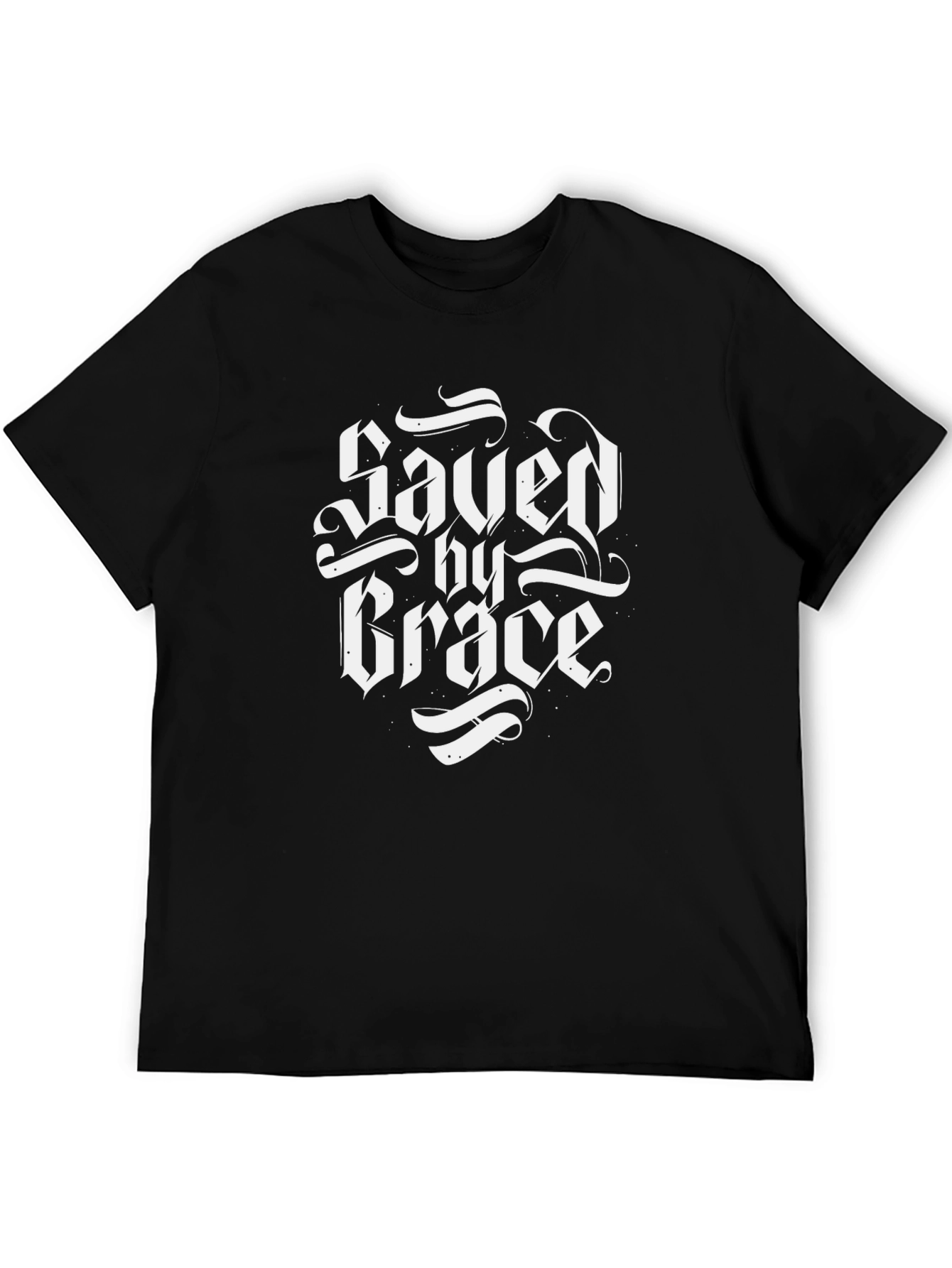 Saved by Grace Black T-Shirt - Christian Faith Apparel