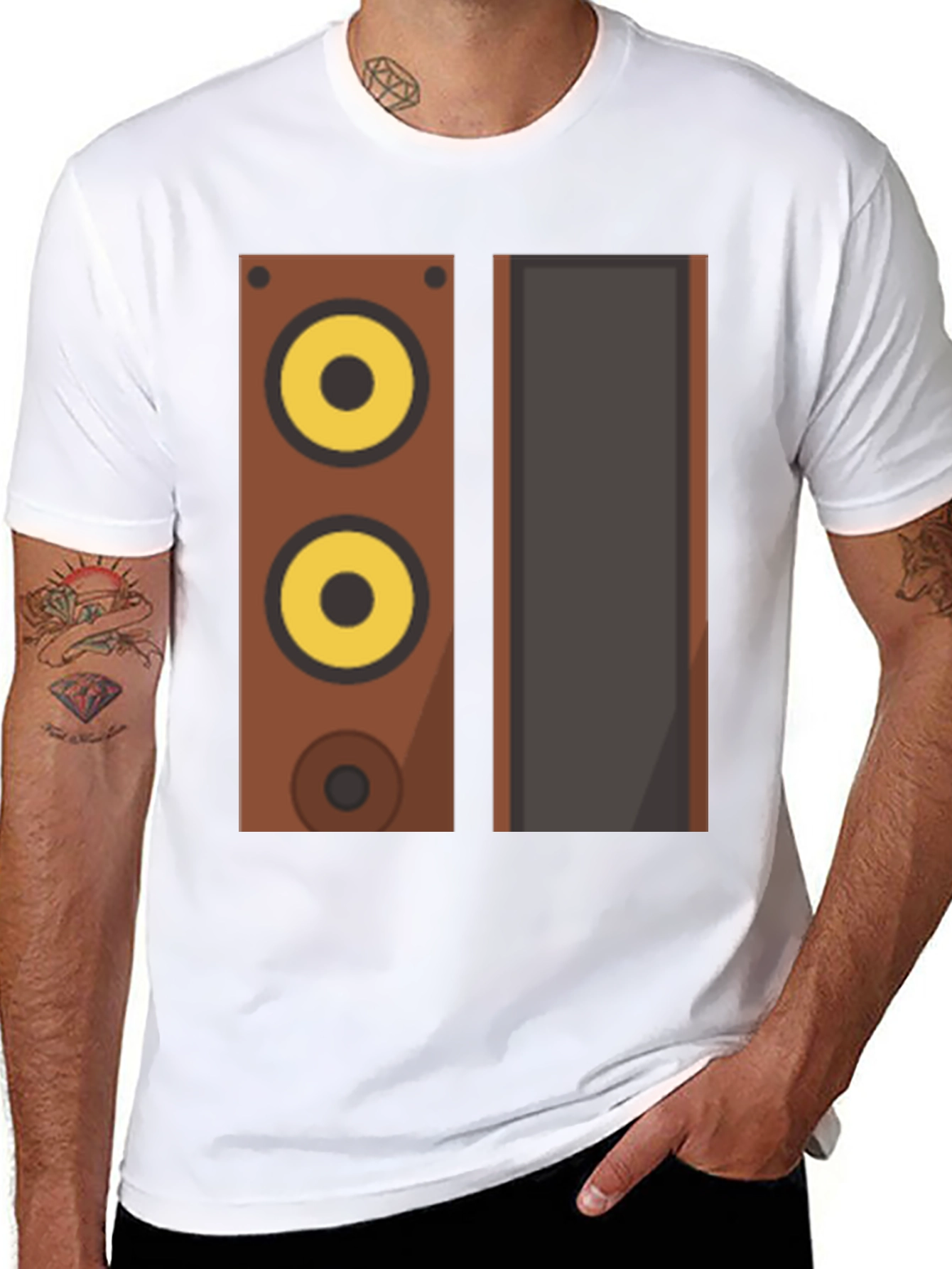 Retro Speaker Graphic Tee - Black Cotton Blend Shirt