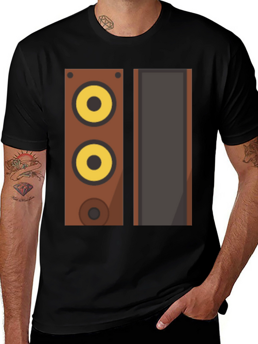 Retro Speaker Graphic Tee - Black Cotton Blend Shirt