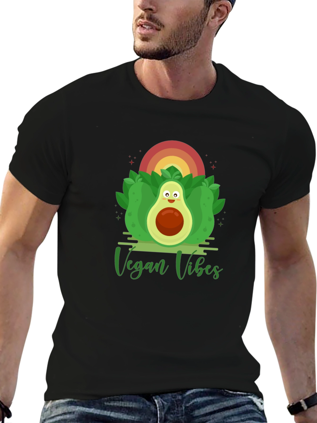 Vegan Vibes Graphic Tee - Avocado Design