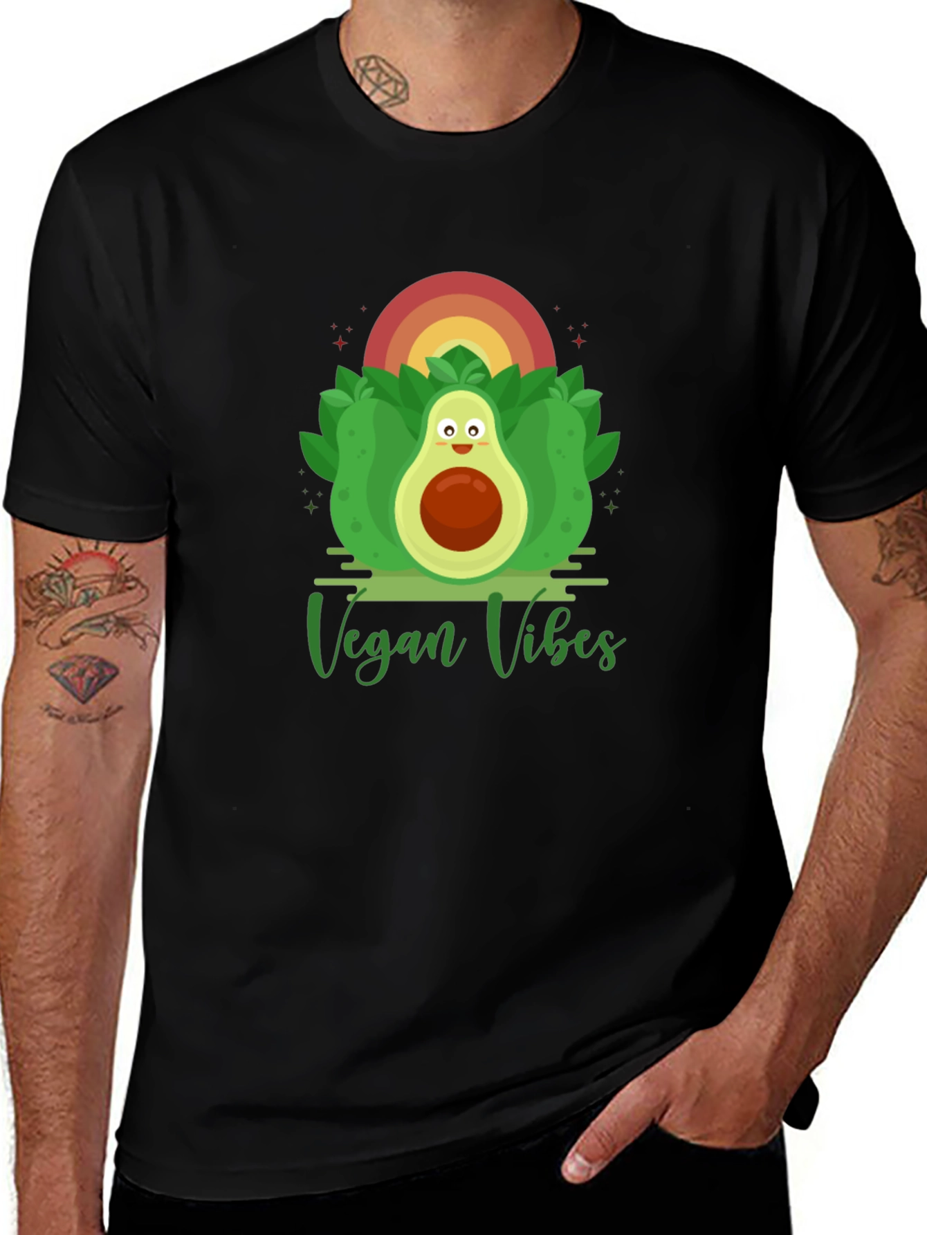 Vegan Vibes Graphic Tee - Avocado Design