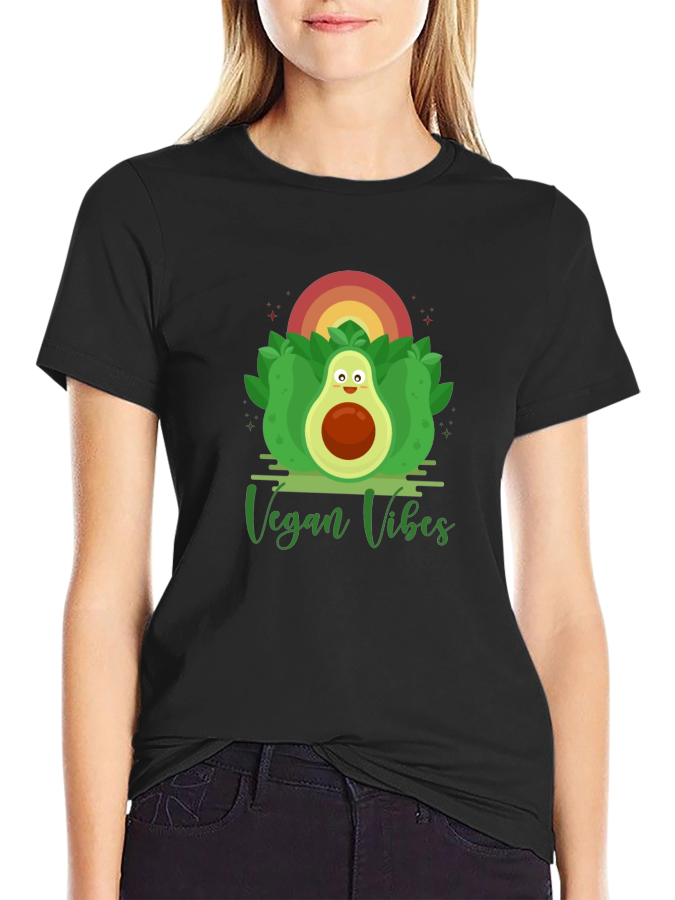 Vegan Vibes Graphic Tee - Avocado Design