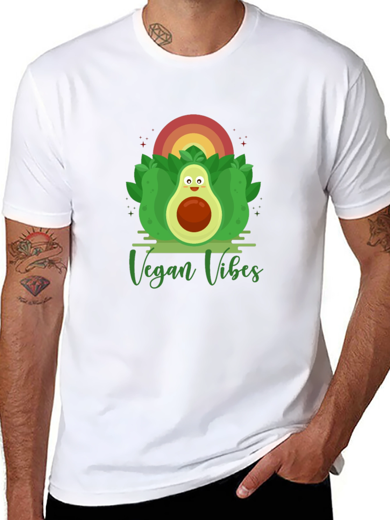 Vegan Vibes Graphic Tee - Avocado Design
