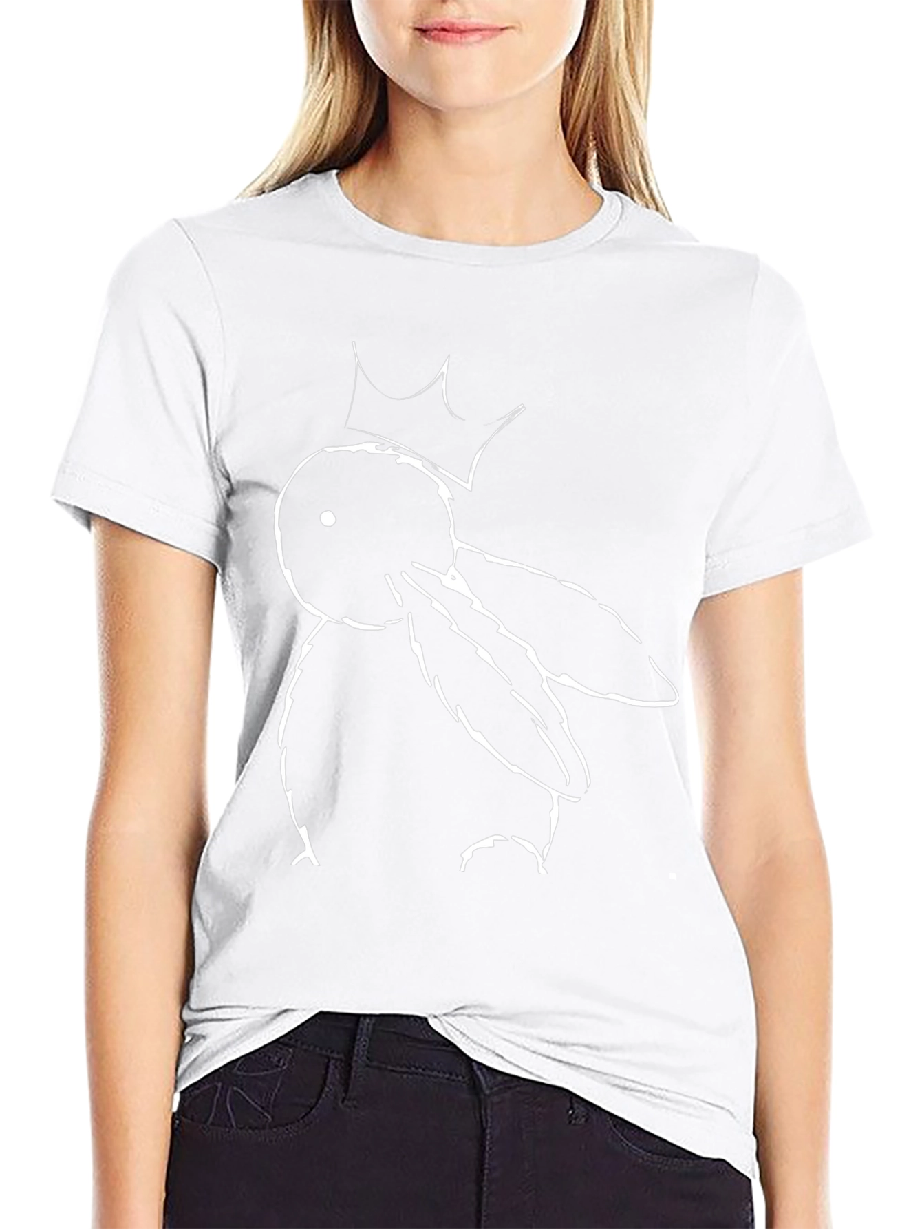 Black Graphic Tee: Bunny with Crown