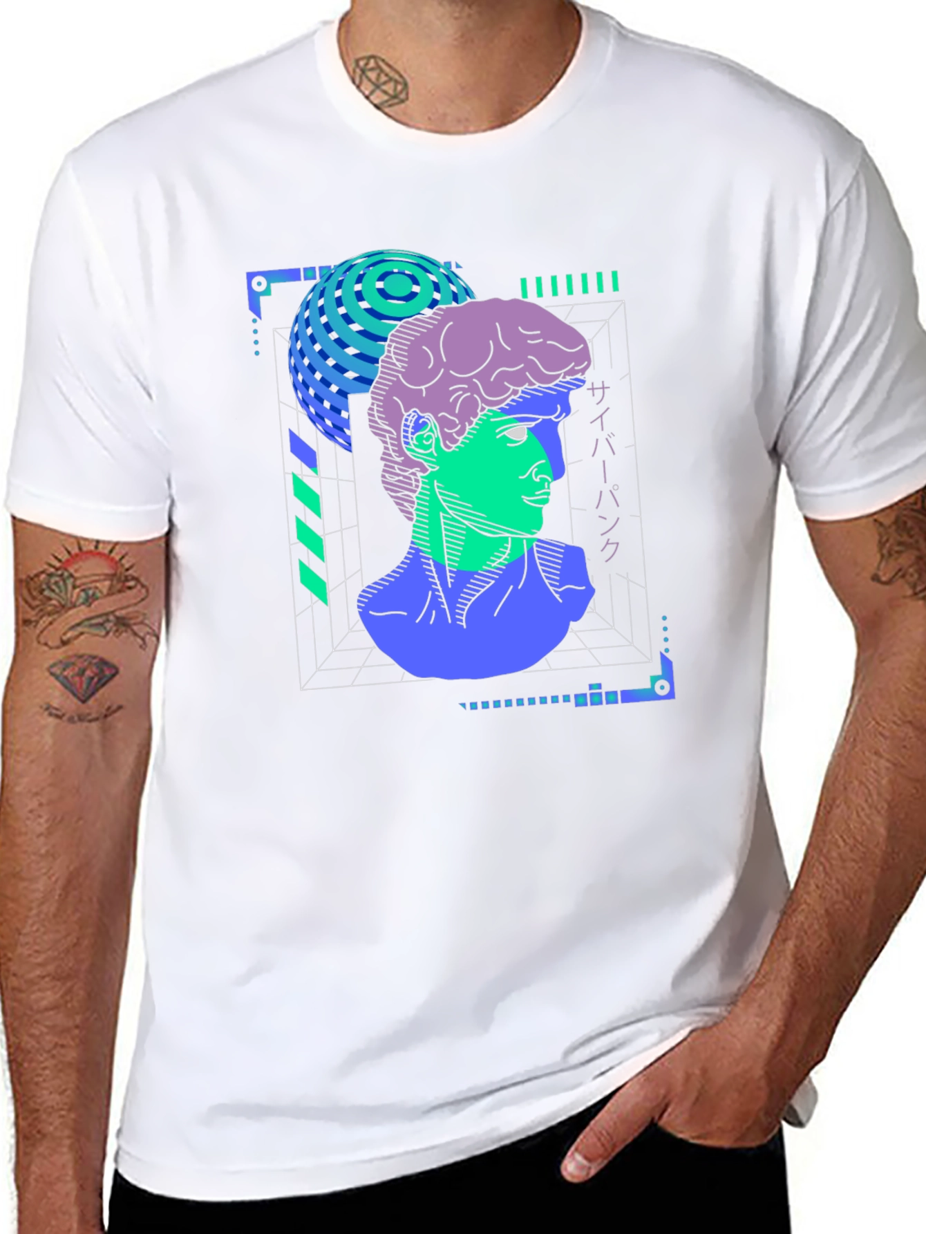Cyberpunk David T-Shirt - Vaporwave Aesthetic