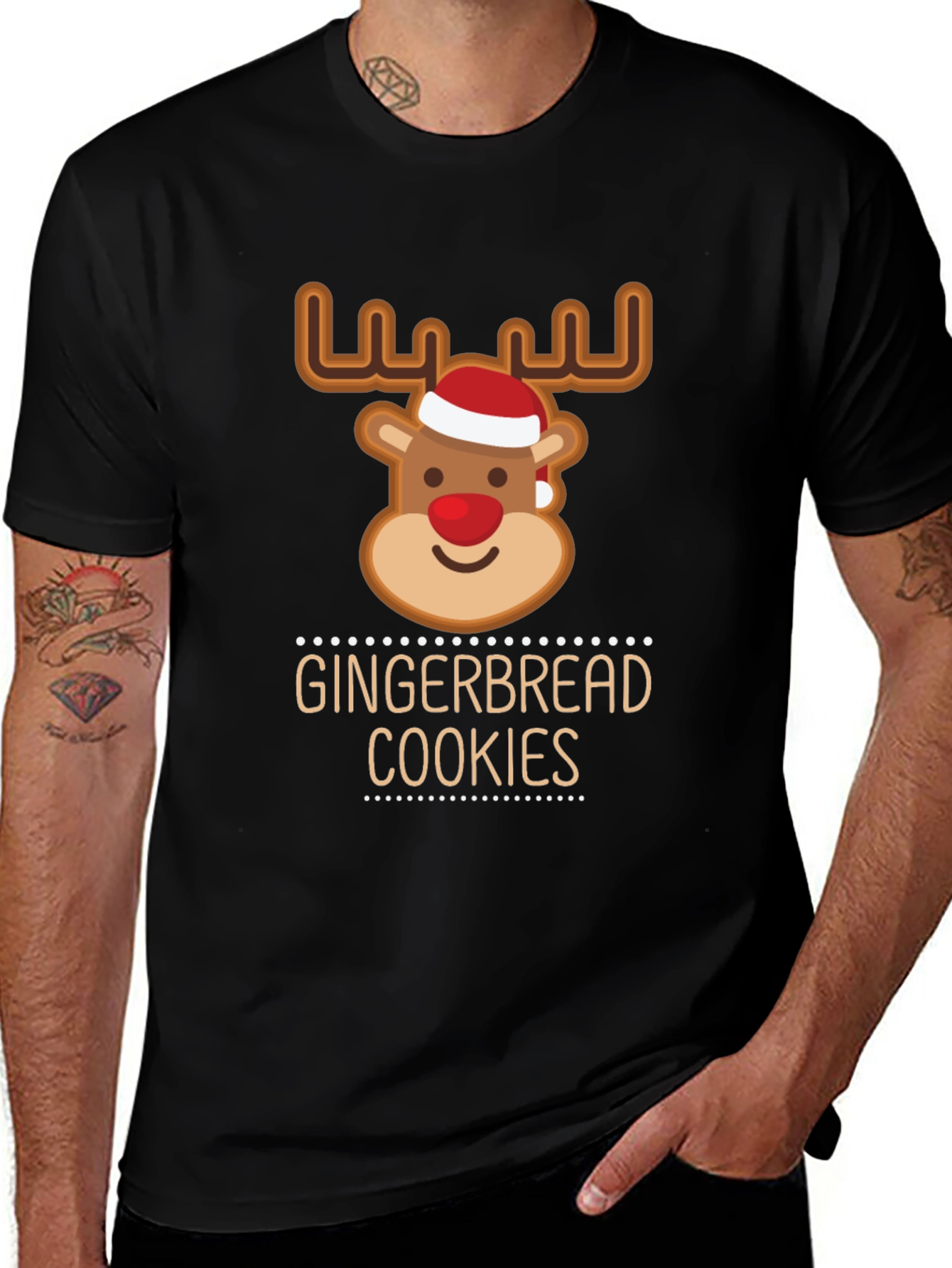Gingerbread Cookies Reindeer Christmas T-Shirt