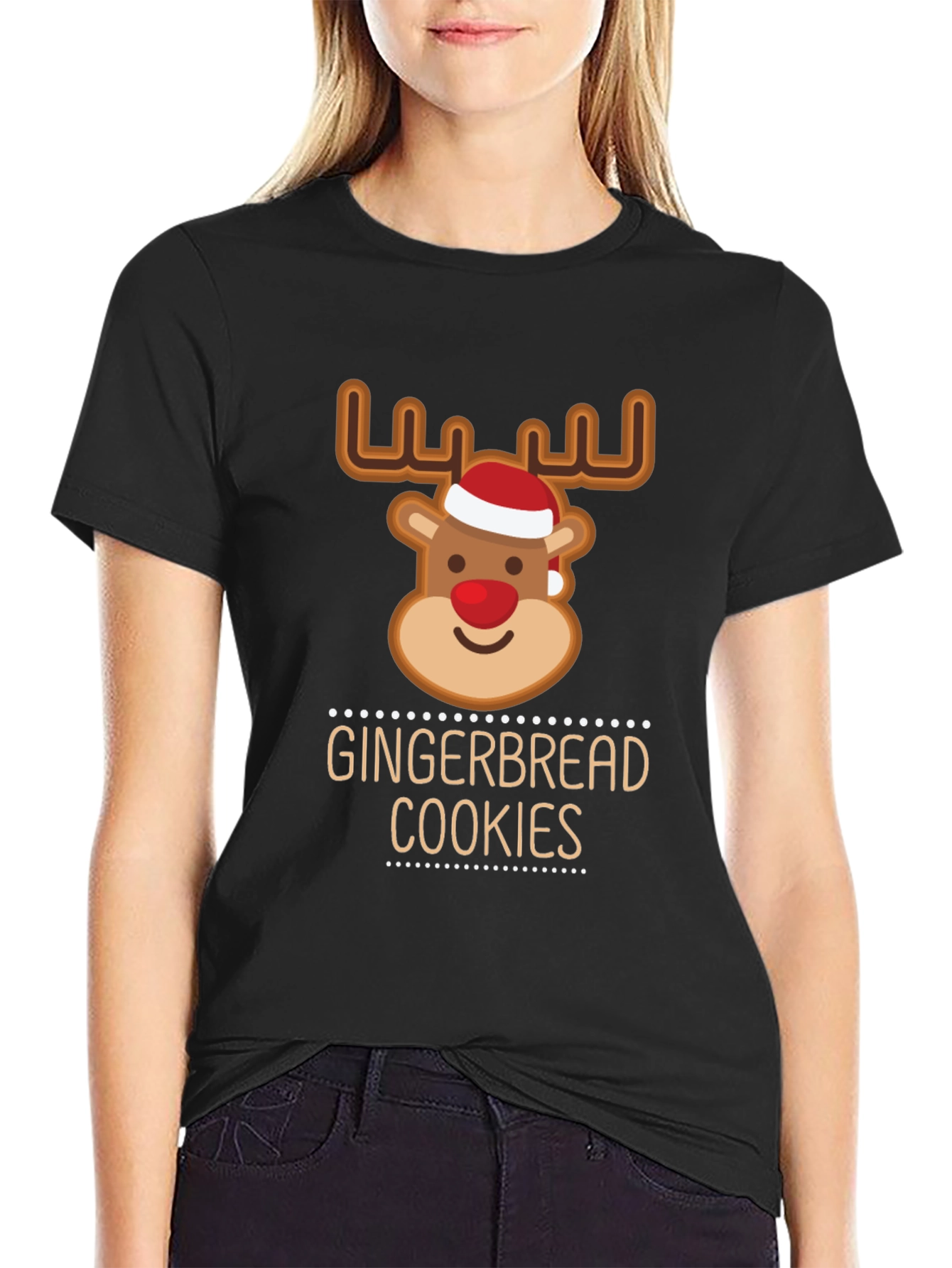 Gingerbread Cookies Reindeer Christmas T-Shirt