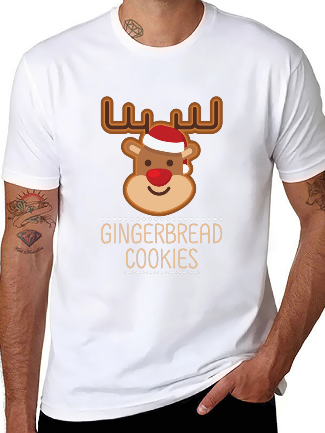Gingerbread Cookies Reindeer Christmas T-Shirt