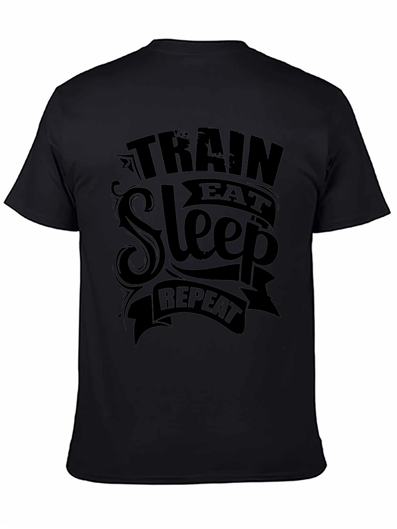 Train Eat Sleep Repeat Mens Black T-Shirt