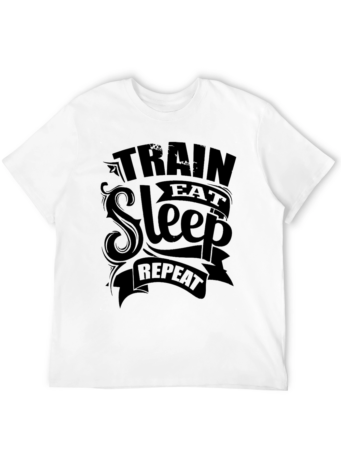 Train Eat Sleep Repeat Mens Black T-Shirt