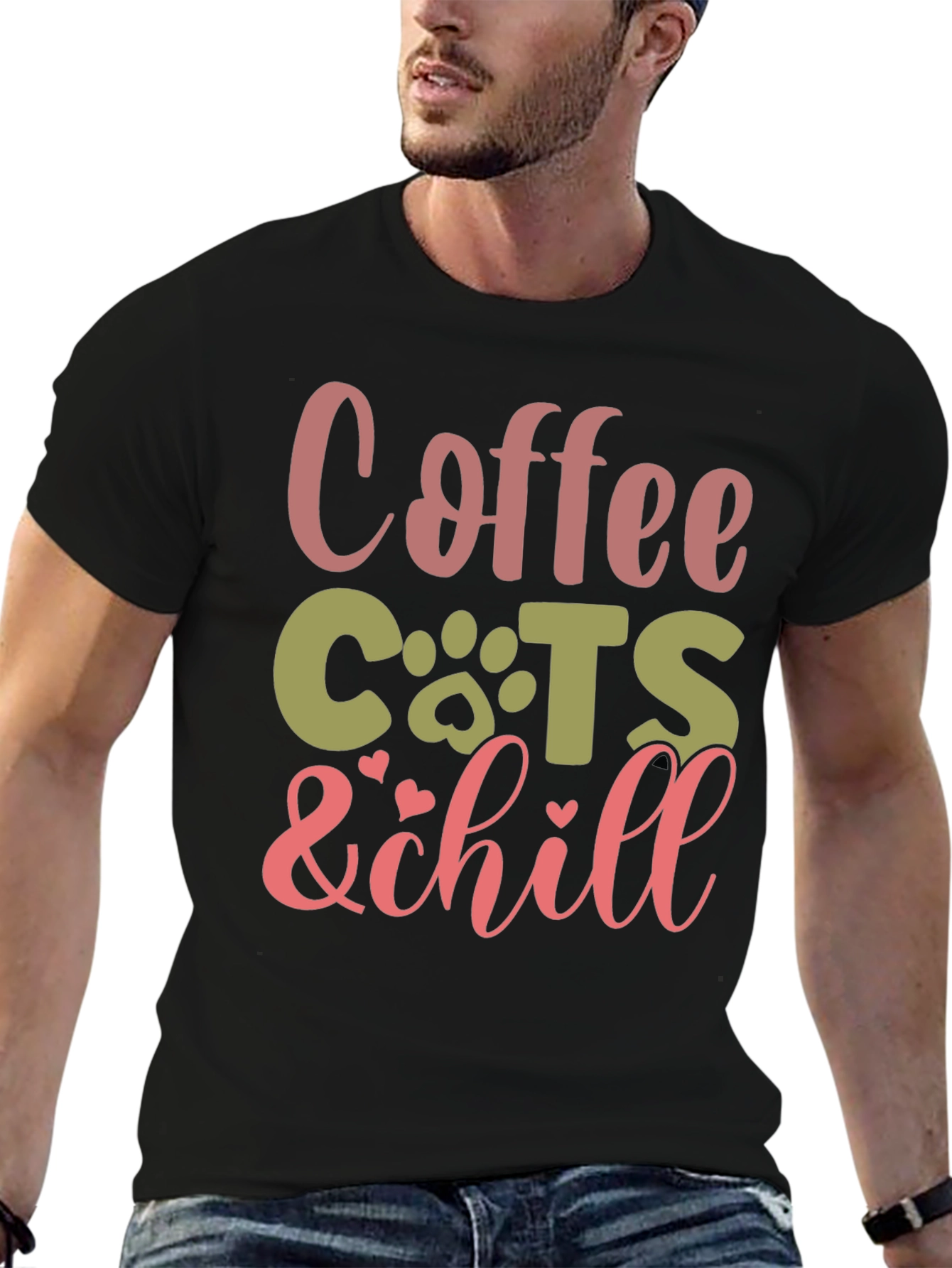 Coffee Cats & Chill Black Graphic Tee