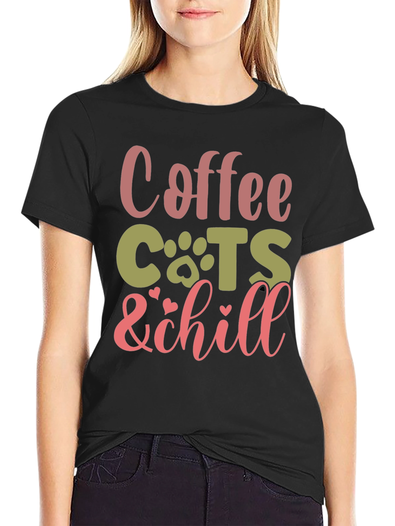 Coffee Cats & Chill Black Graphic Tee