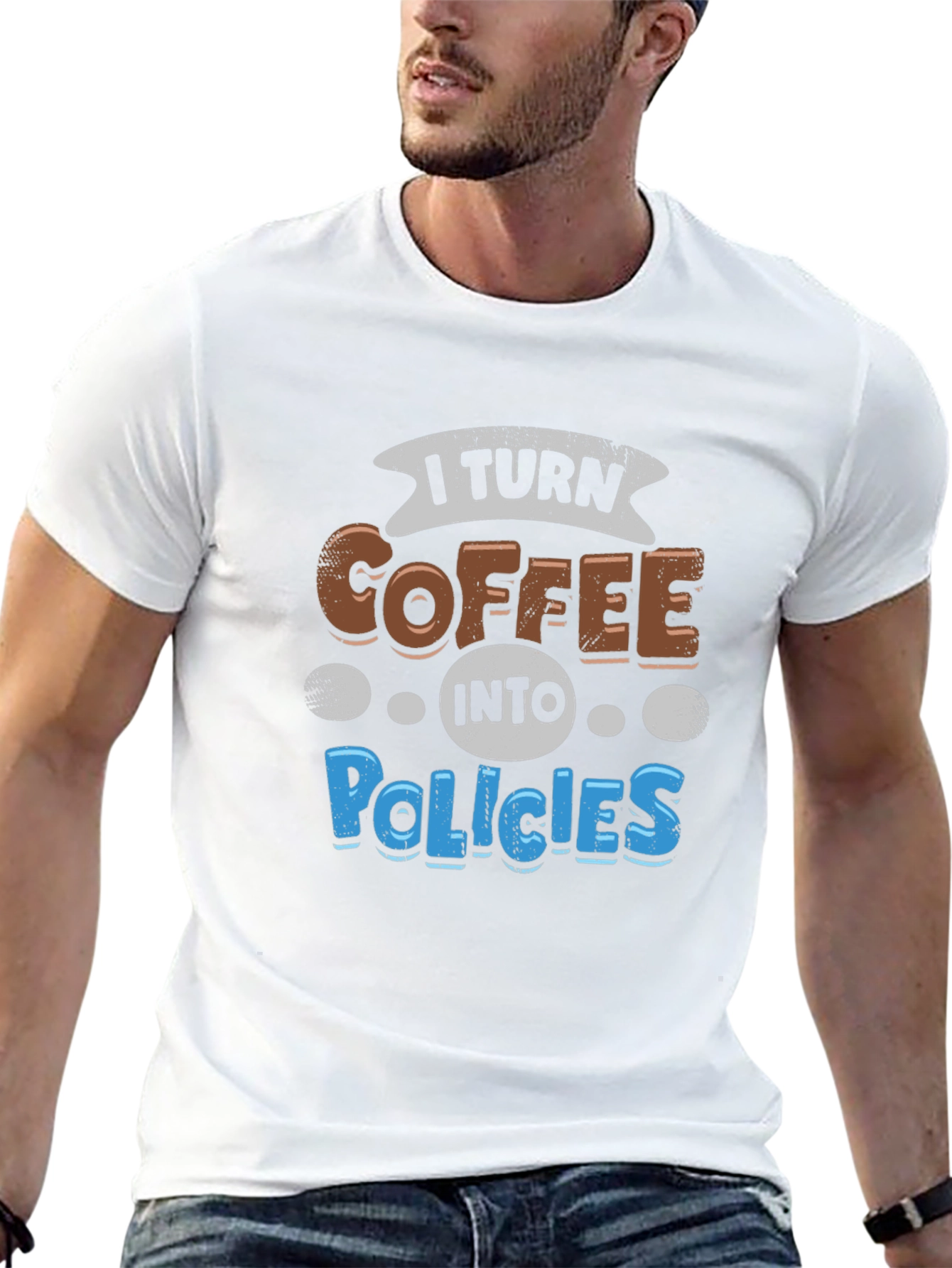 Coffee to Policies Graphic Tee - Black Cotton T-Shirt