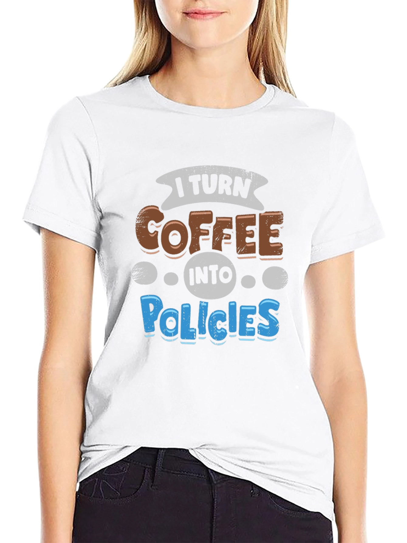Coffee to Policies Graphic Tee - Black Cotton T-Shirt