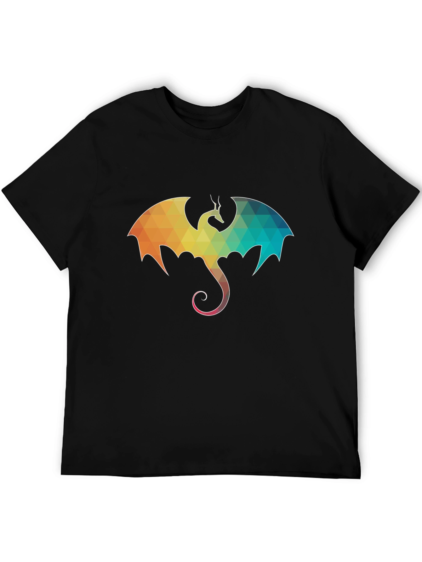 Geometric Dragon Graphic Tee - Mens Black T-Shirt