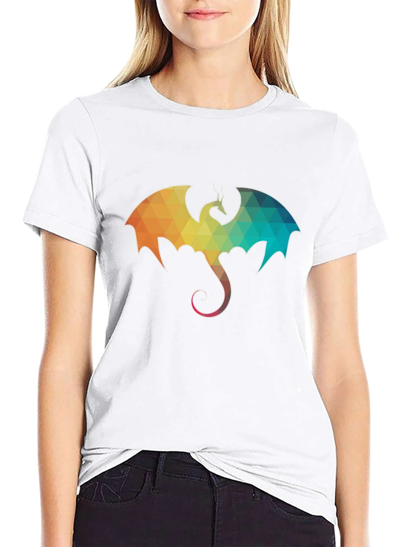 Geometric Dragon Graphic Tee - Mens Black T-Shirt