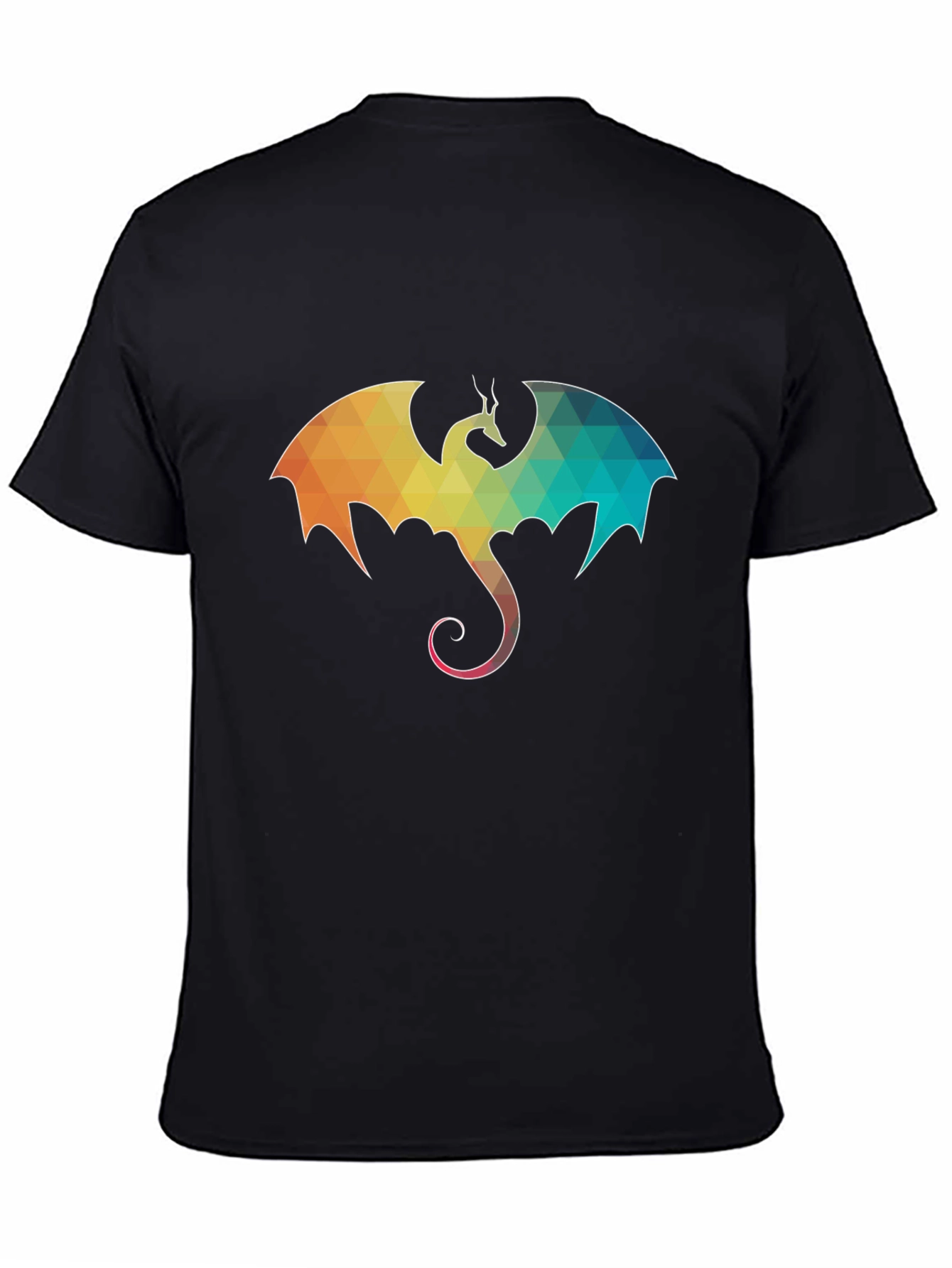 Geometric Dragon Graphic Tee - Mens Black T-Shirt
