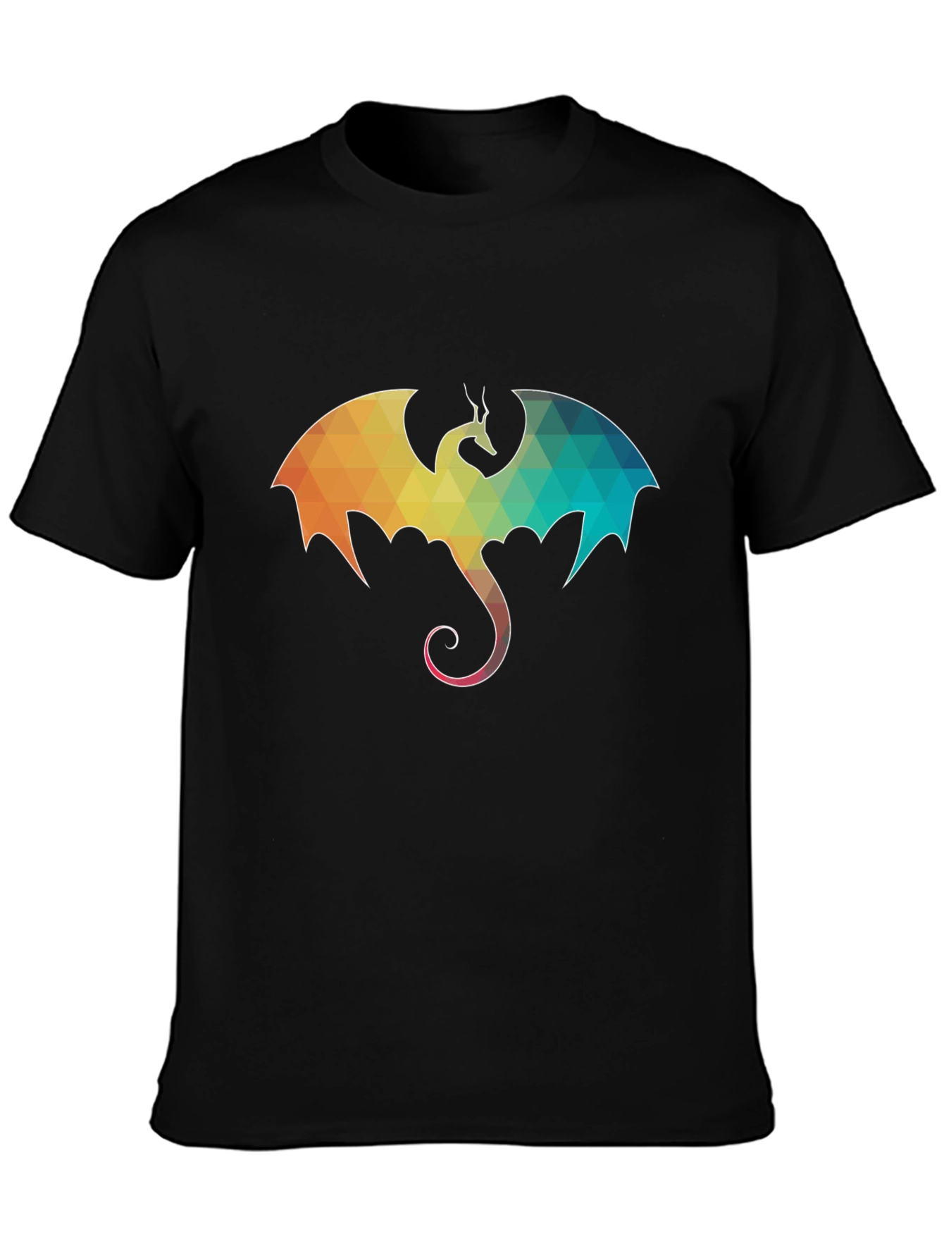 Geometric Dragon Graphic Tee - Mens Black T-Shirt