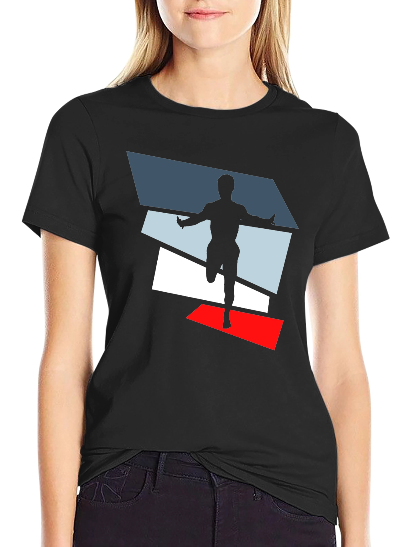 Mens Black Graphic Tee - Runner Design