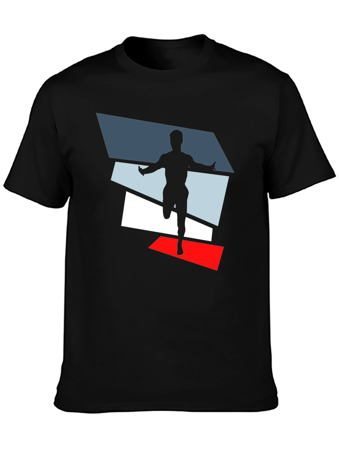 Mens Black Graphic Tee - Runner Design