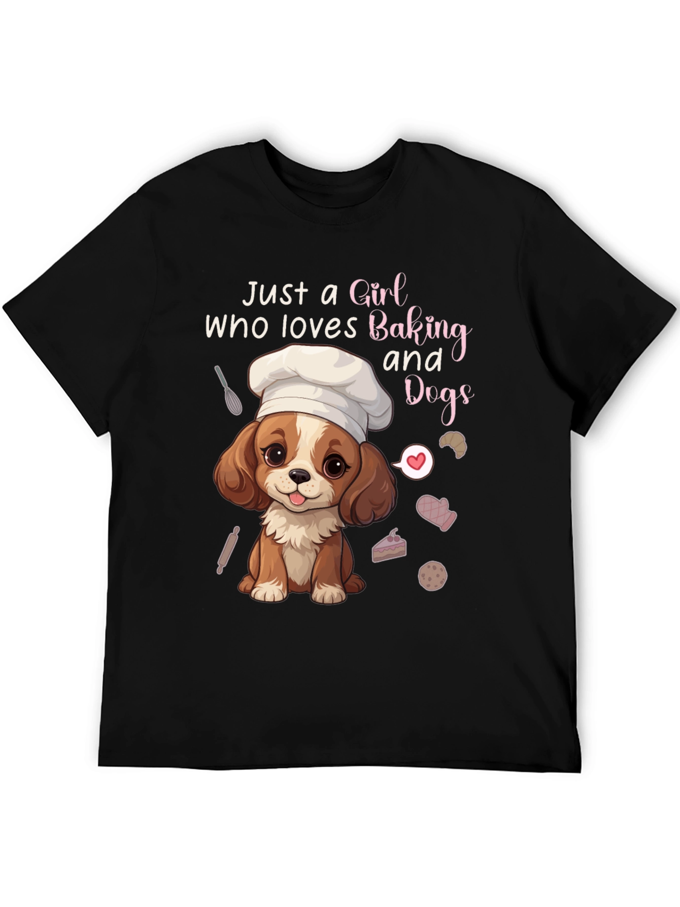Girl Who Loves Baking and Dogs Graphic Tee