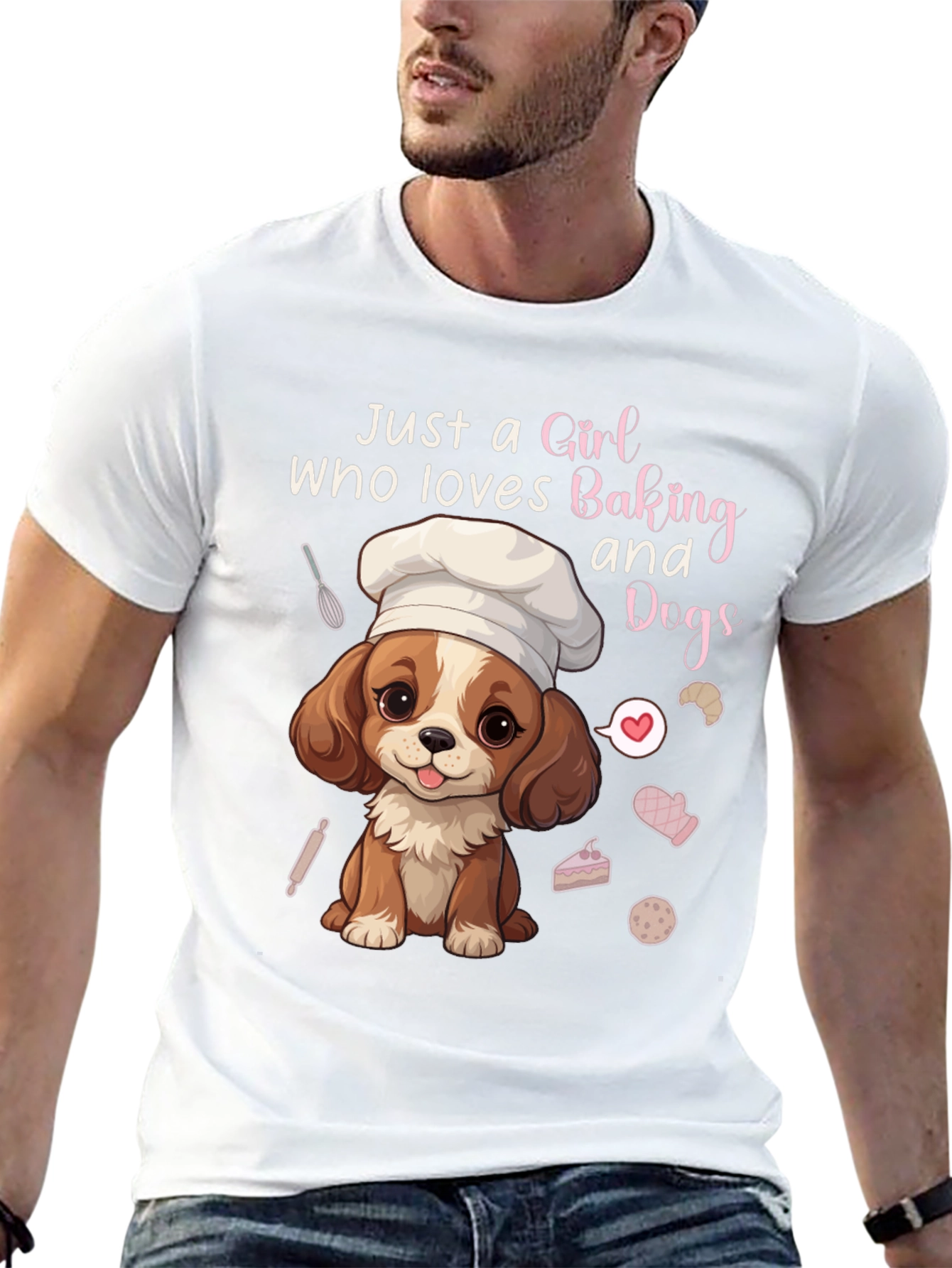 Girl Who Loves Baking and Dogs Graphic Tee