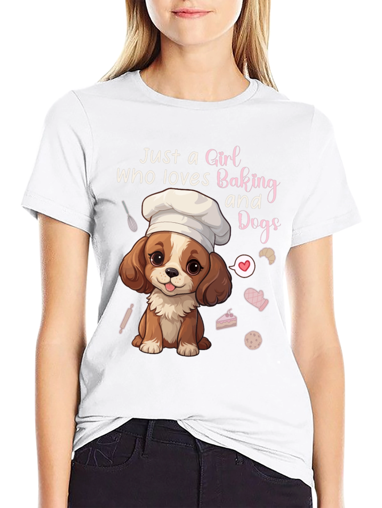 Girl Who Loves Baking and Dogs Graphic Tee
