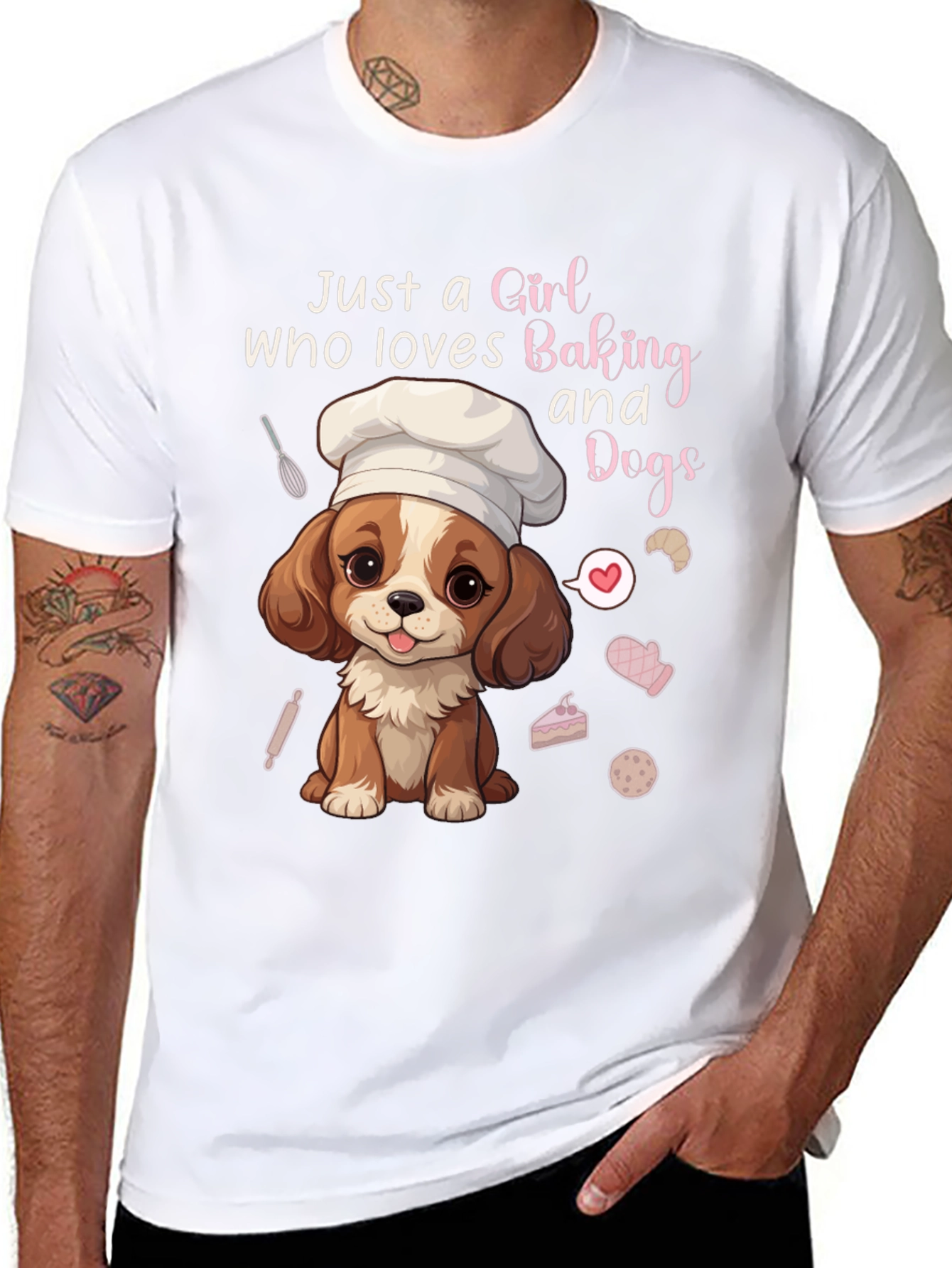 Girl Who Loves Baking and Dogs Graphic Tee