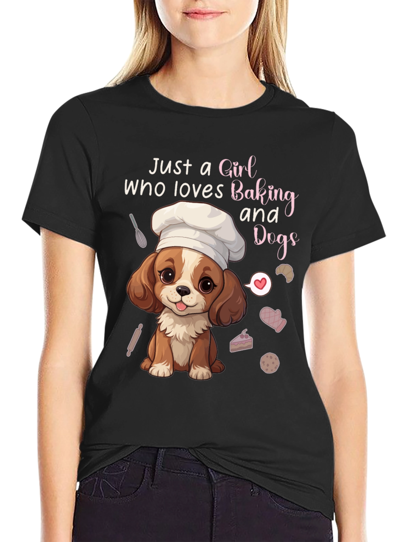 Girl Who Loves Baking and Dogs Graphic Tee
