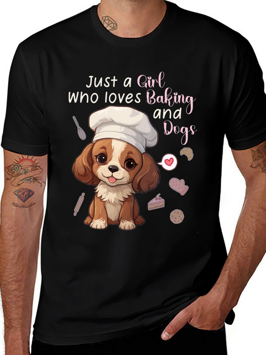 Girl Who Loves Baking and Dogs Graphic Tee