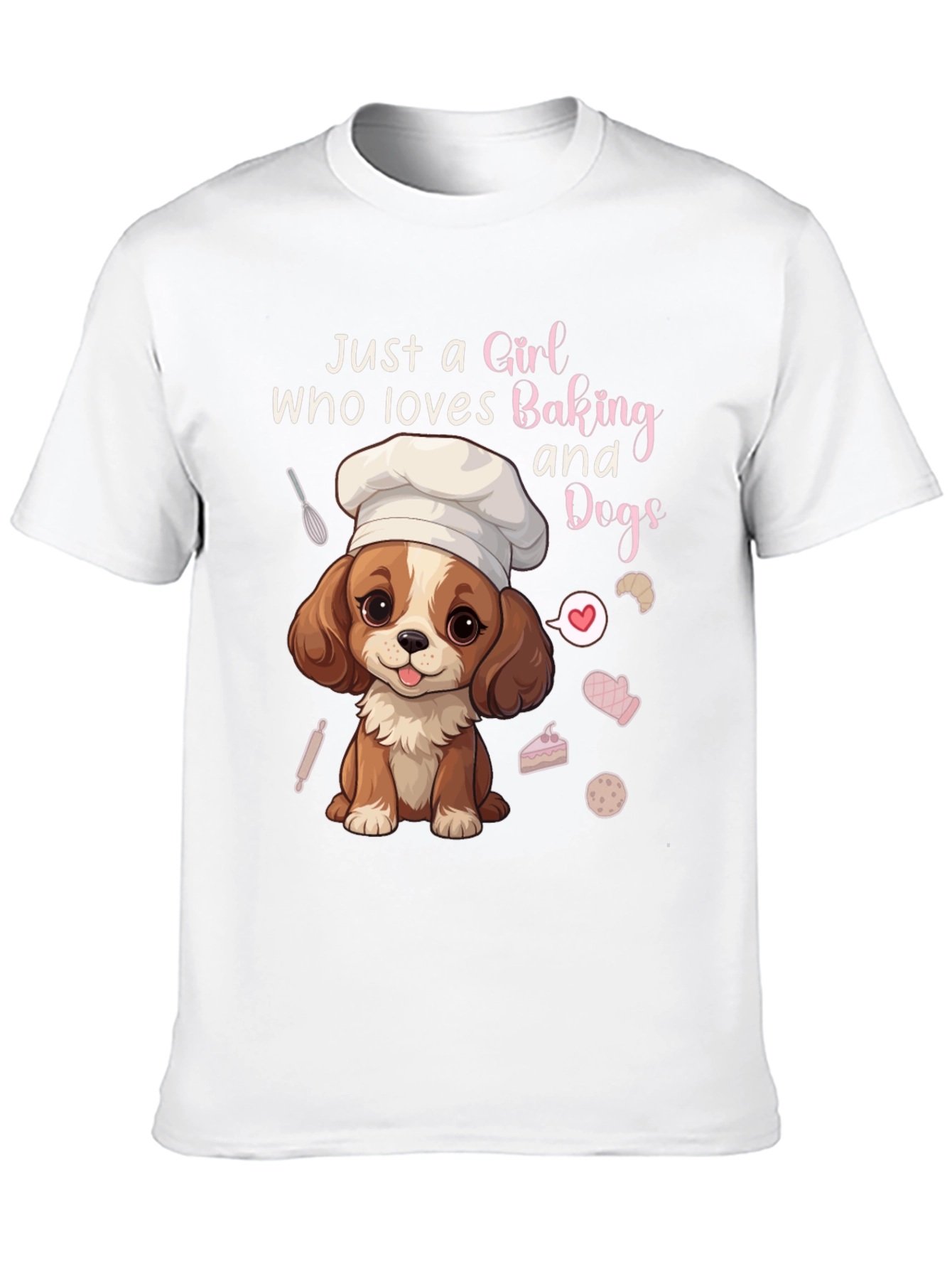 Girl Who Loves Baking and Dogs Graphic Tee