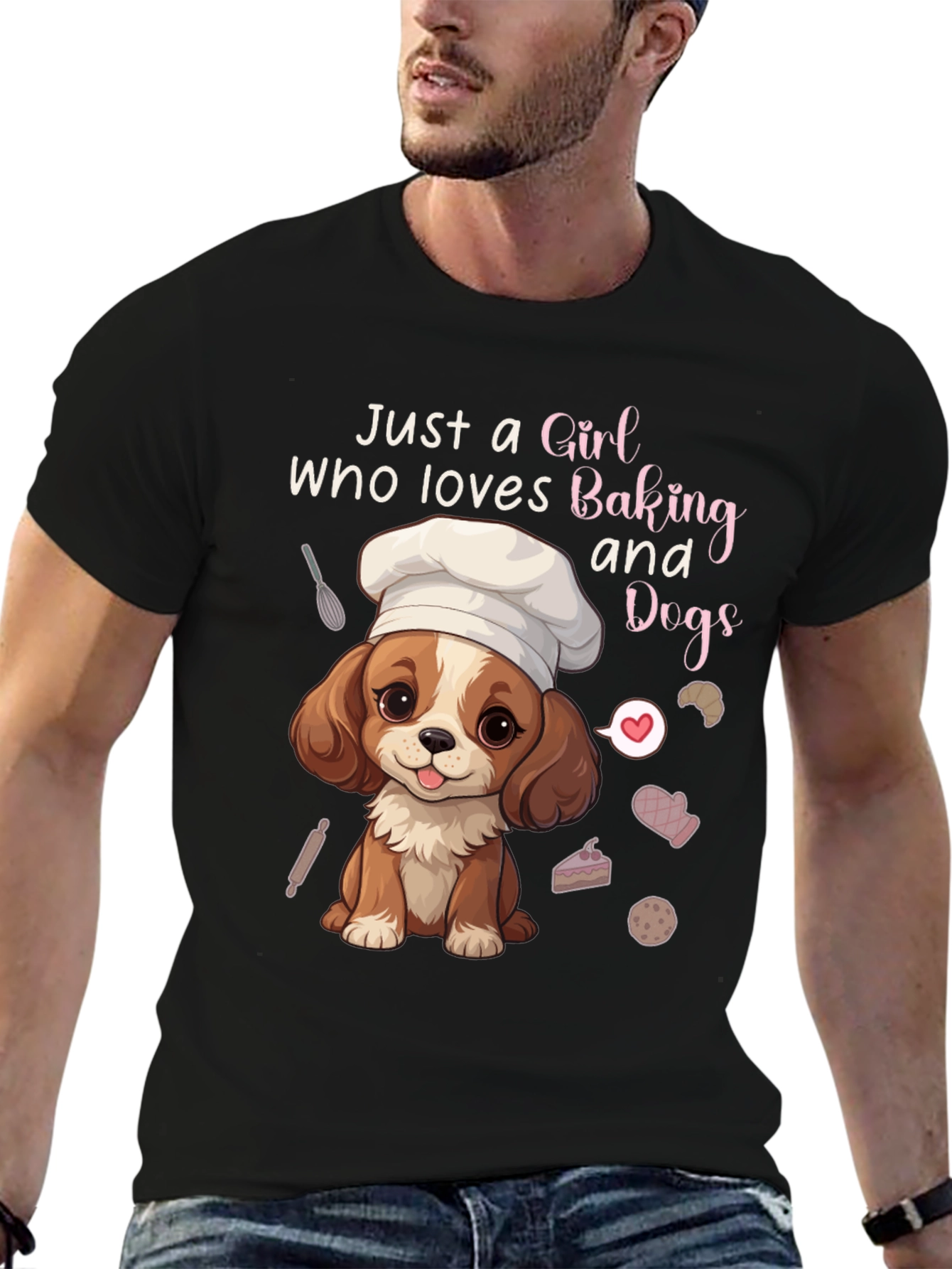 Girl Who Loves Baking and Dogs Graphic Tee