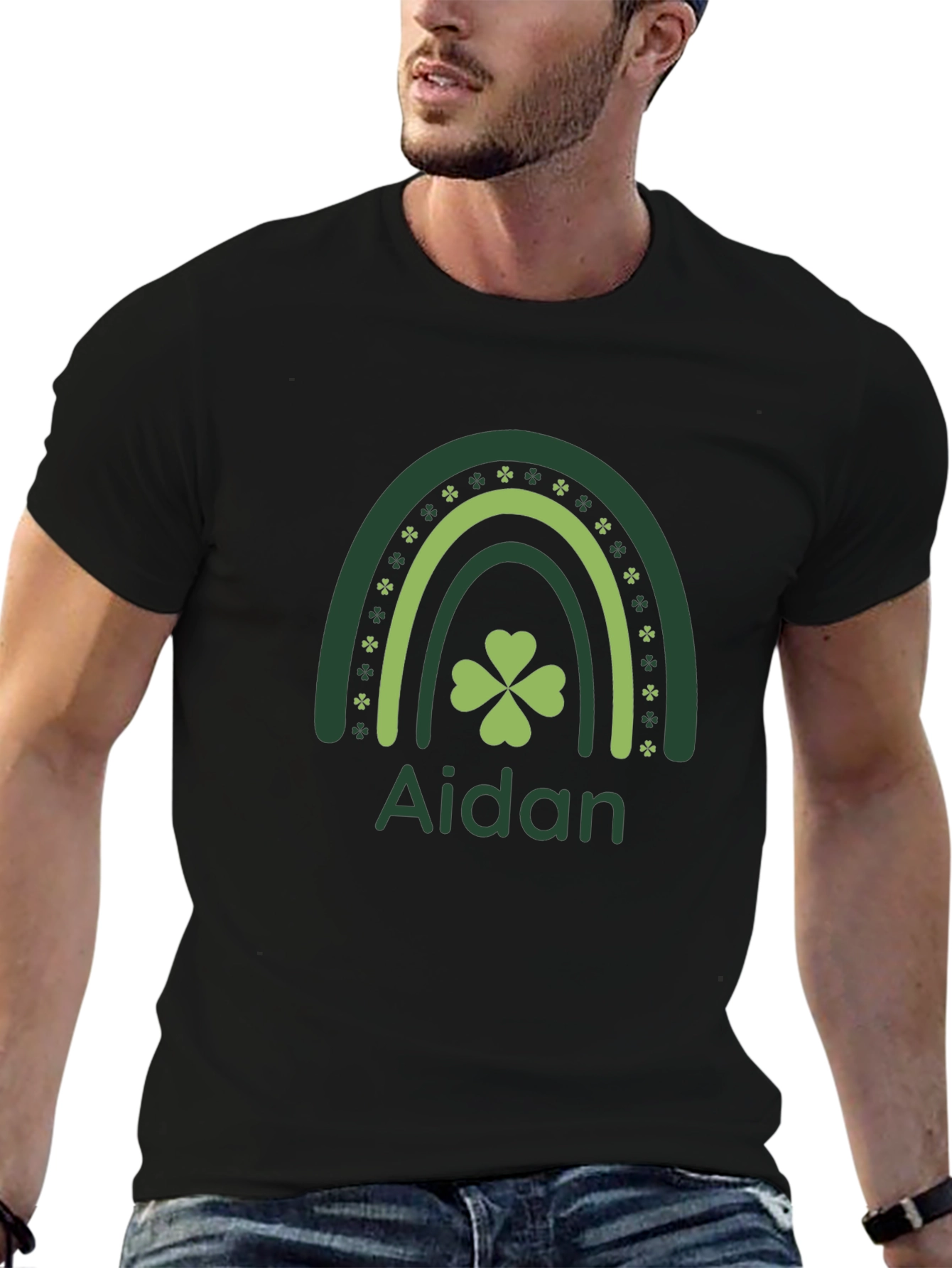 Aidan St. Patricks Day Rainbow Shamrock T-Shirt