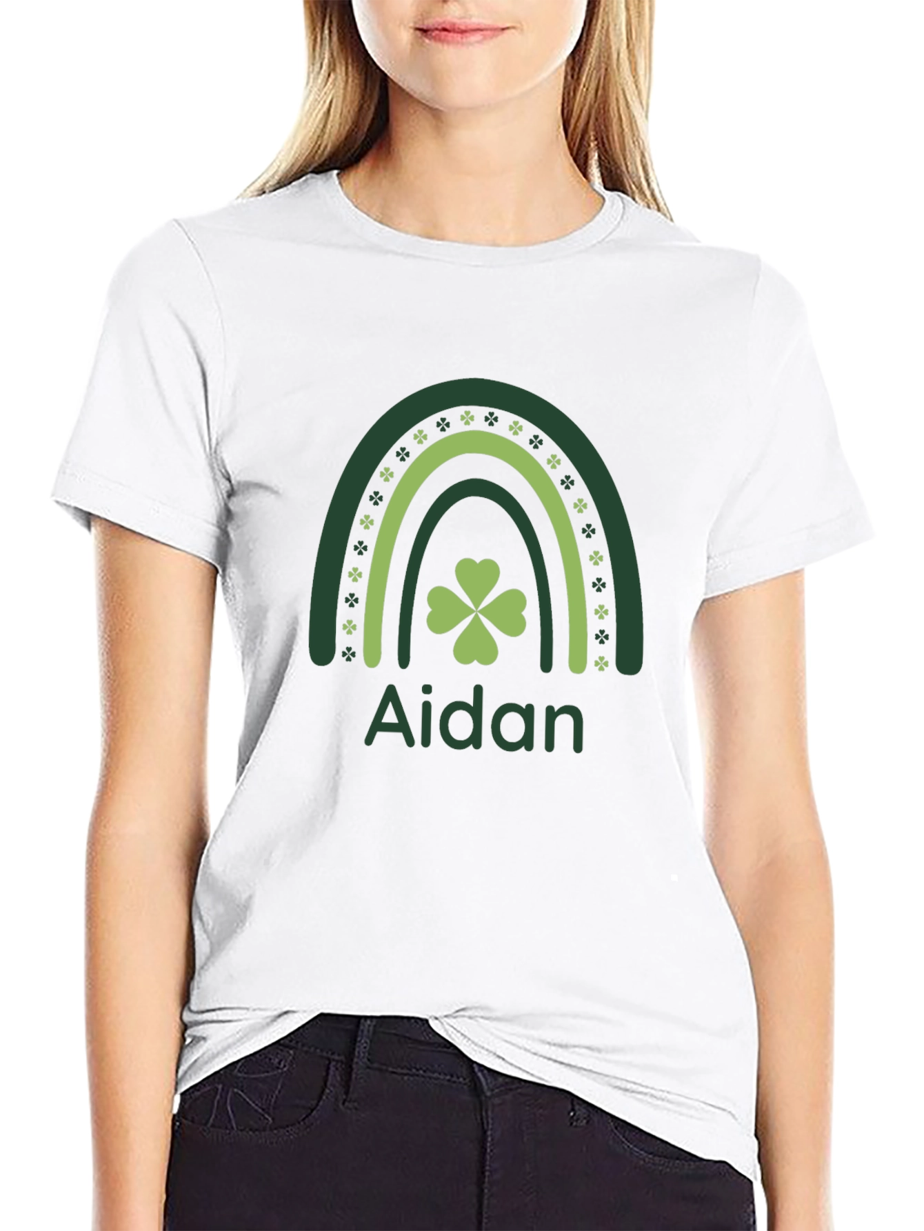 Aidan St. Patricks Day Rainbow Shamrock T-Shirt