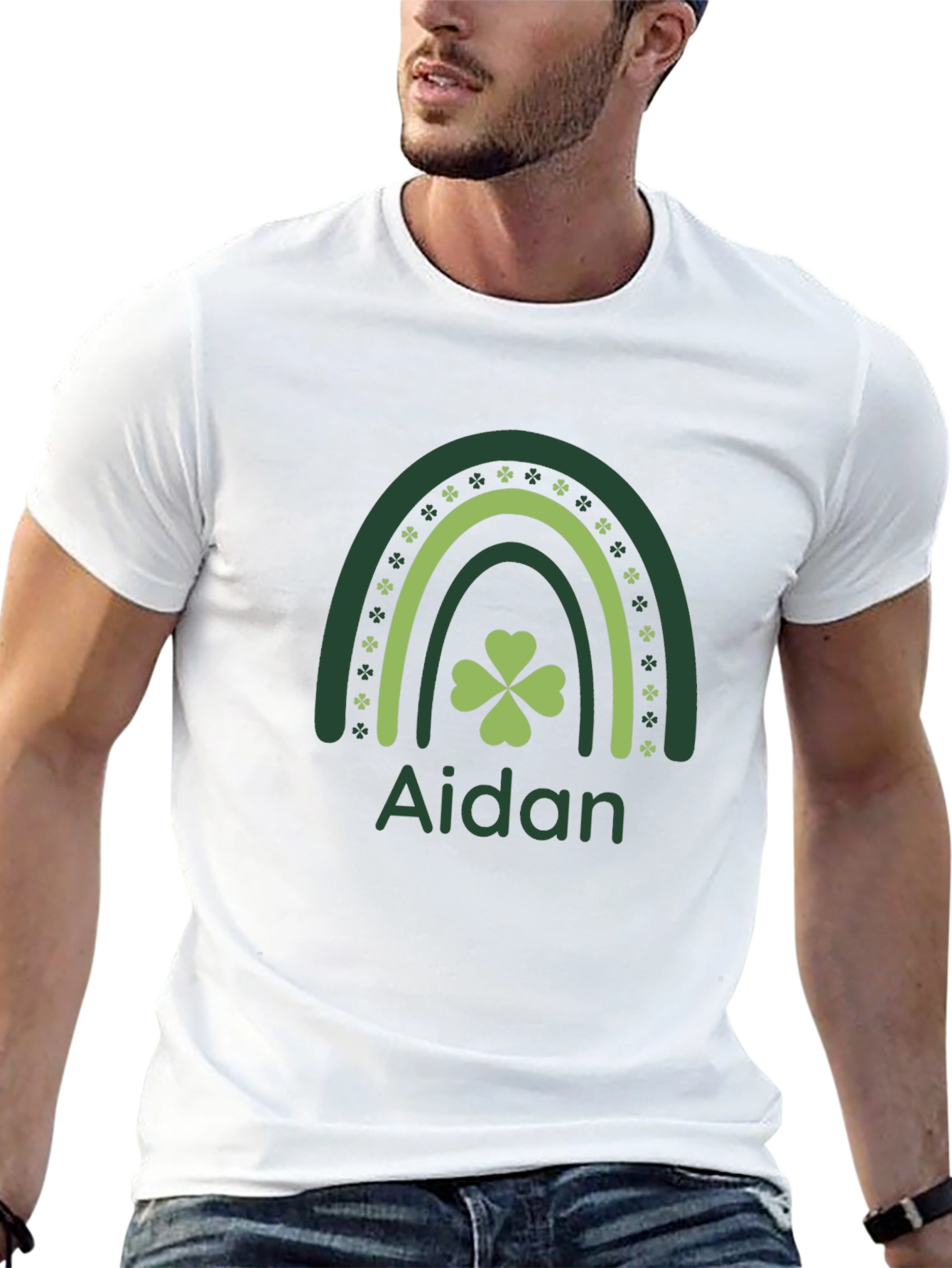 Aidan St. Patricks Day Rainbow Shamrock T-Shirt