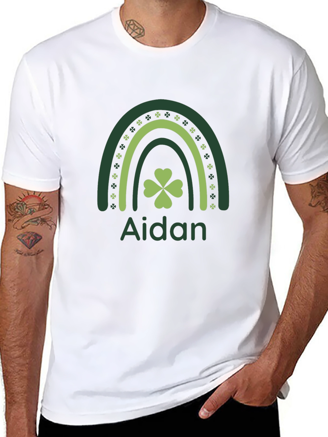 Aidan St. Patricks Day Rainbow Shamrock T-Shirt