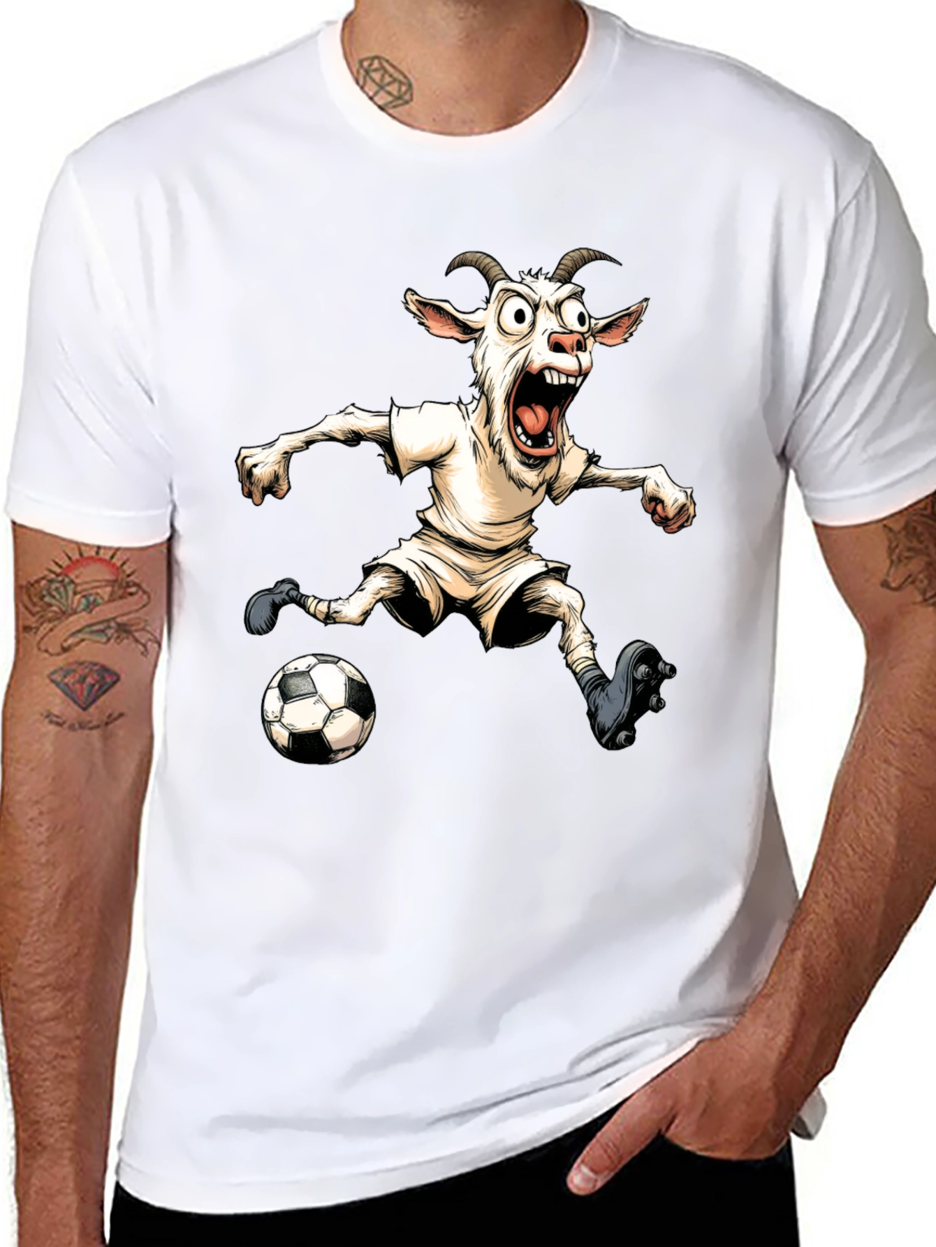 Goat Soccer Player Graphic T-Shirt