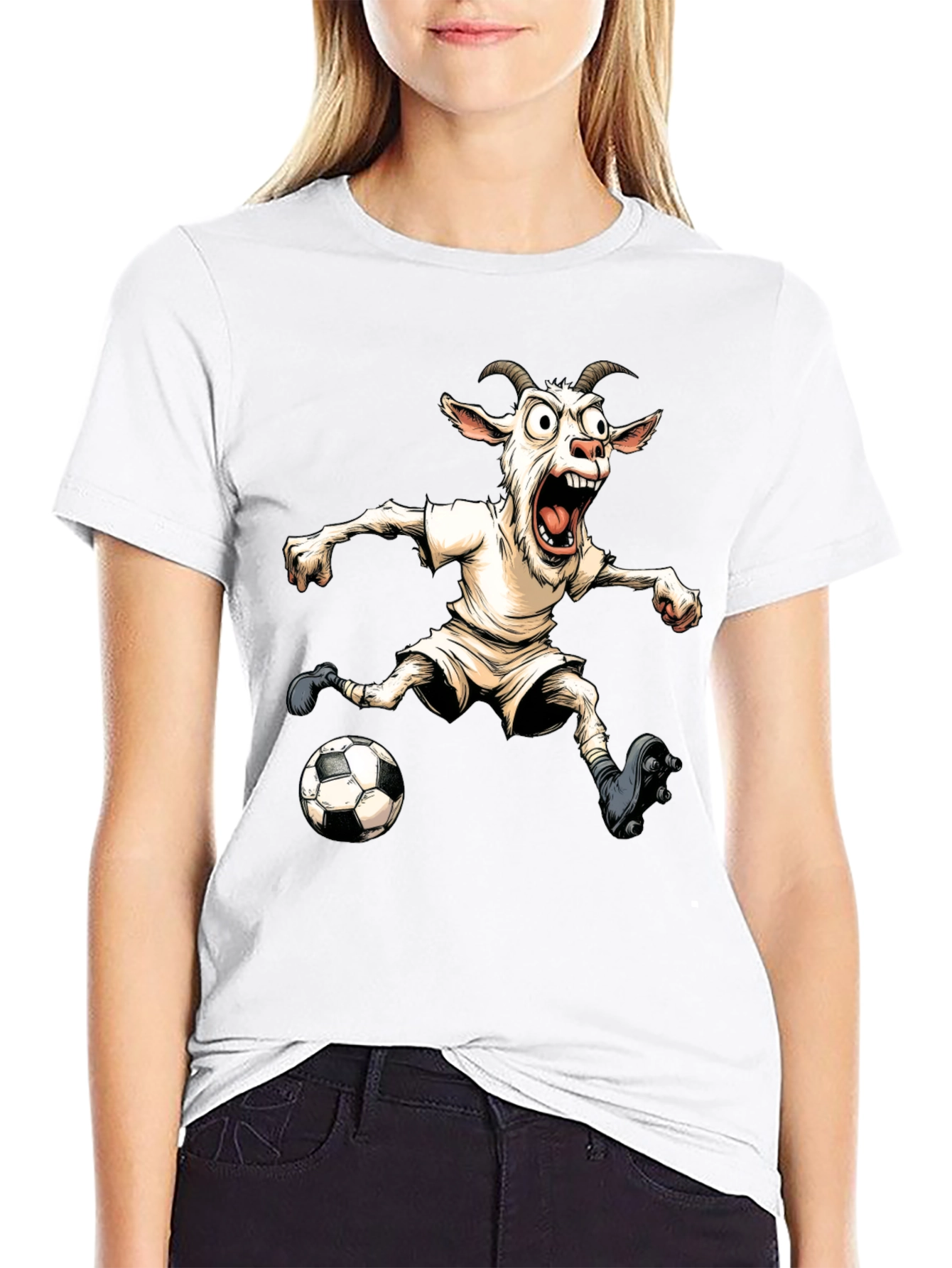 Goat Soccer Player Graphic T-Shirt