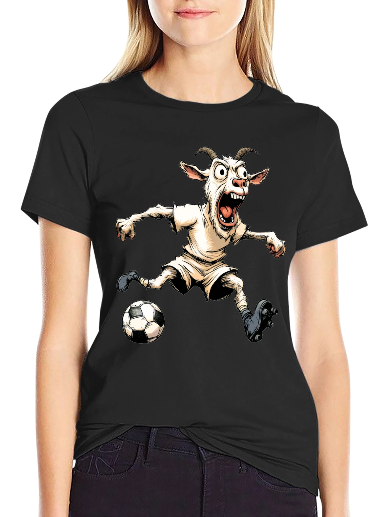 Goat Soccer Player Graphic T-Shirt