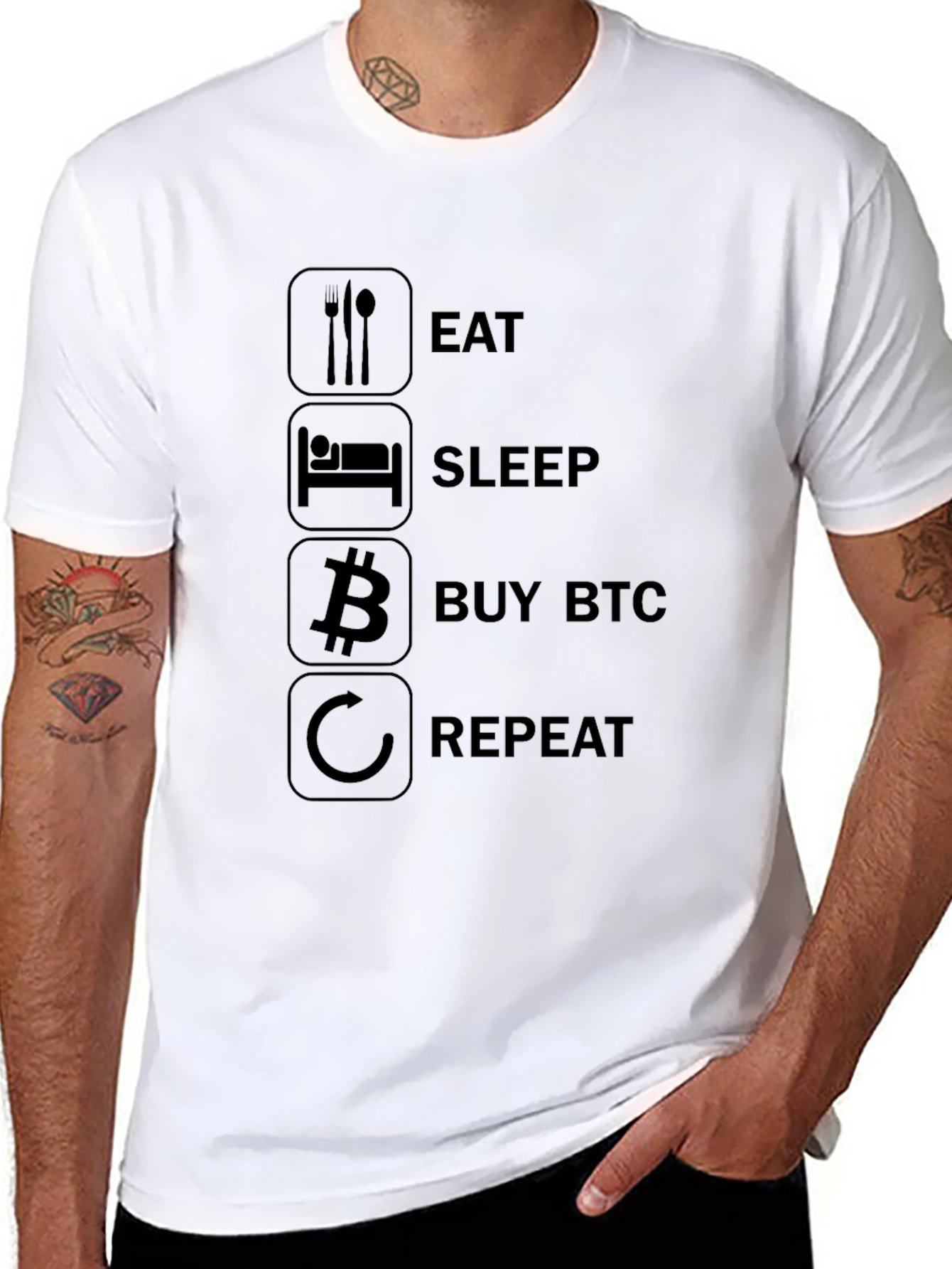 Eat Sleep Buy BTC Repeat Black T-Shirt