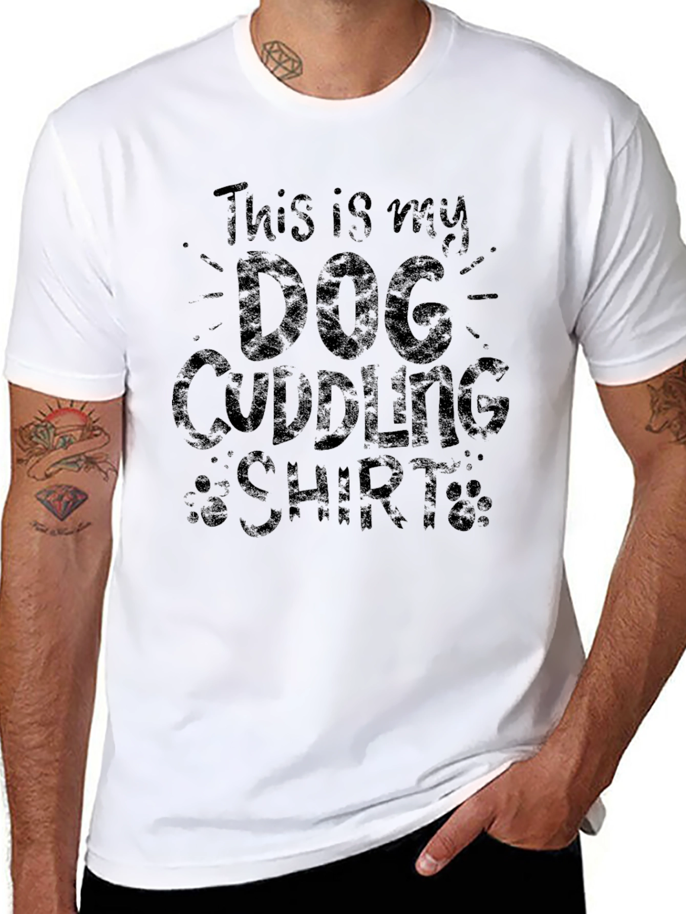 Dog Cuddling Shirt - Mens Graphic Tee