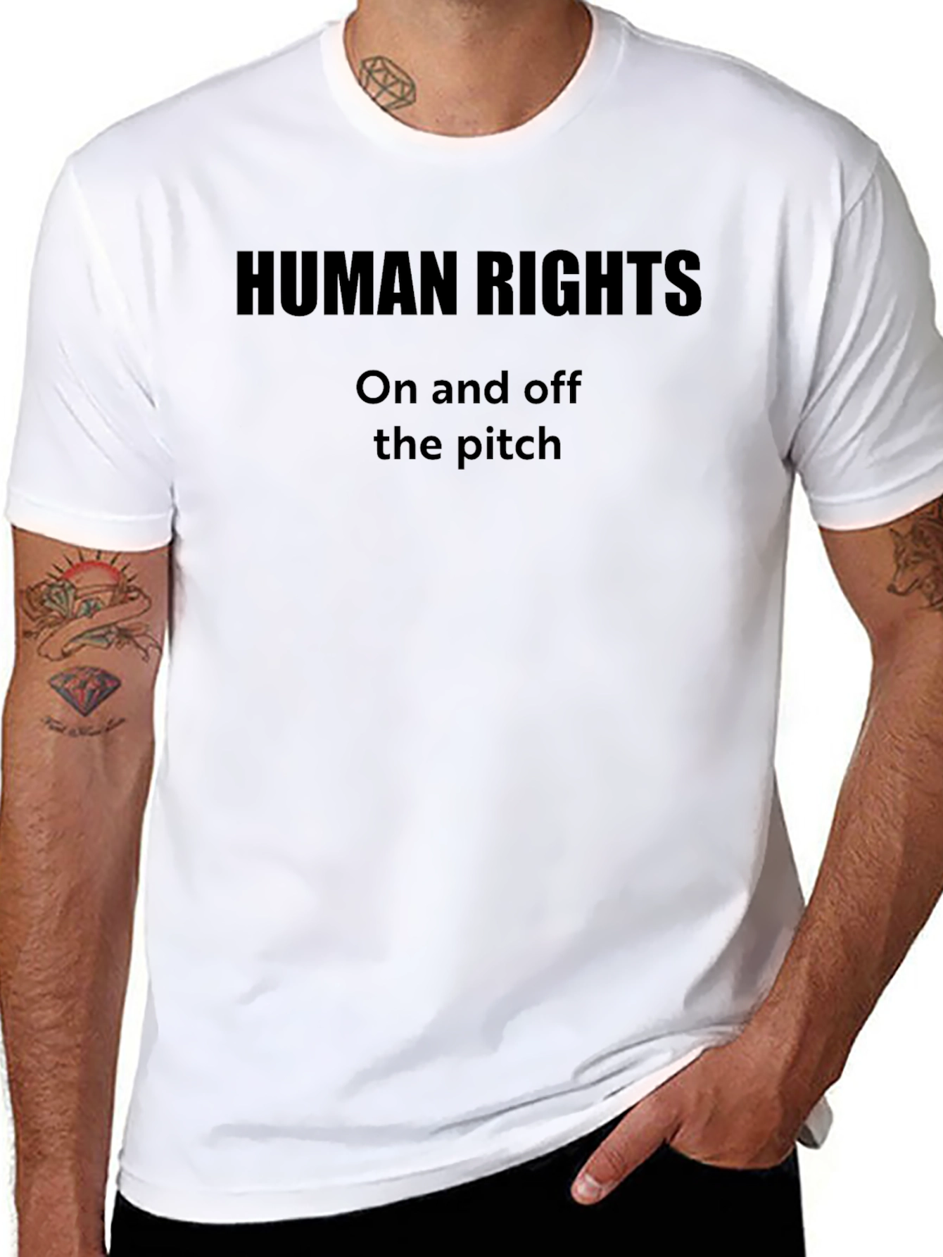 Human Rights On and Off the Pitch Black Tee