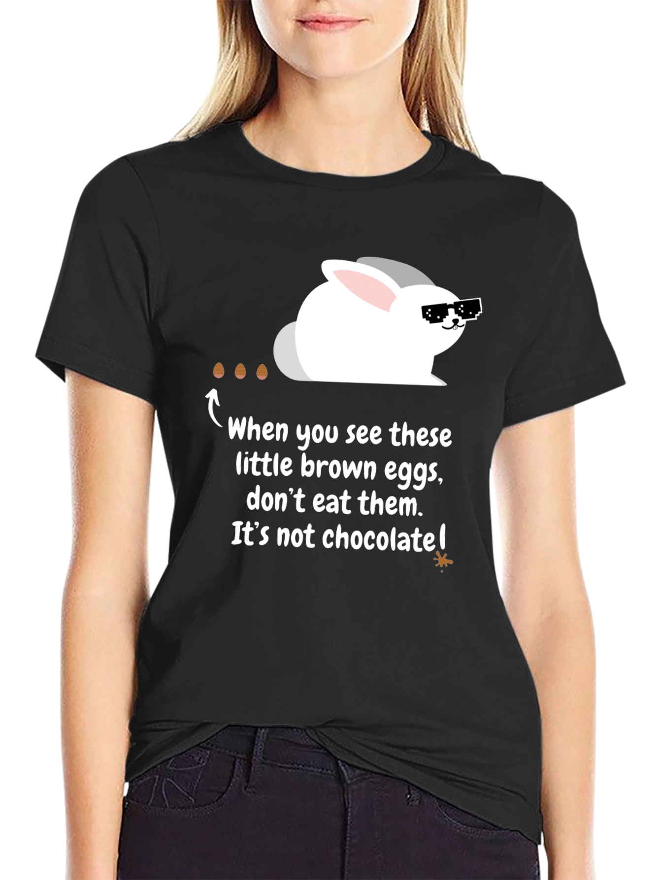 Funny Easter Bunny T-Shirt - Chocolate Egg Warning