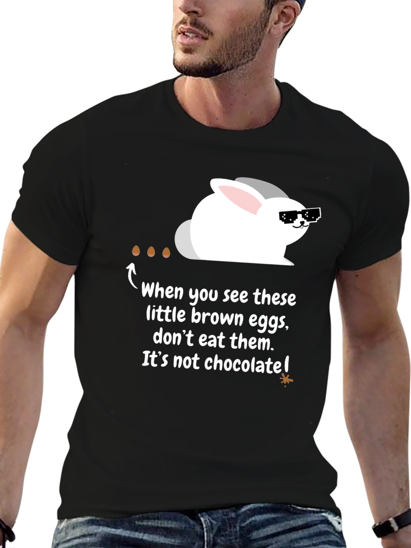 Funny Easter Bunny T-Shirt - Chocolate Egg Warning