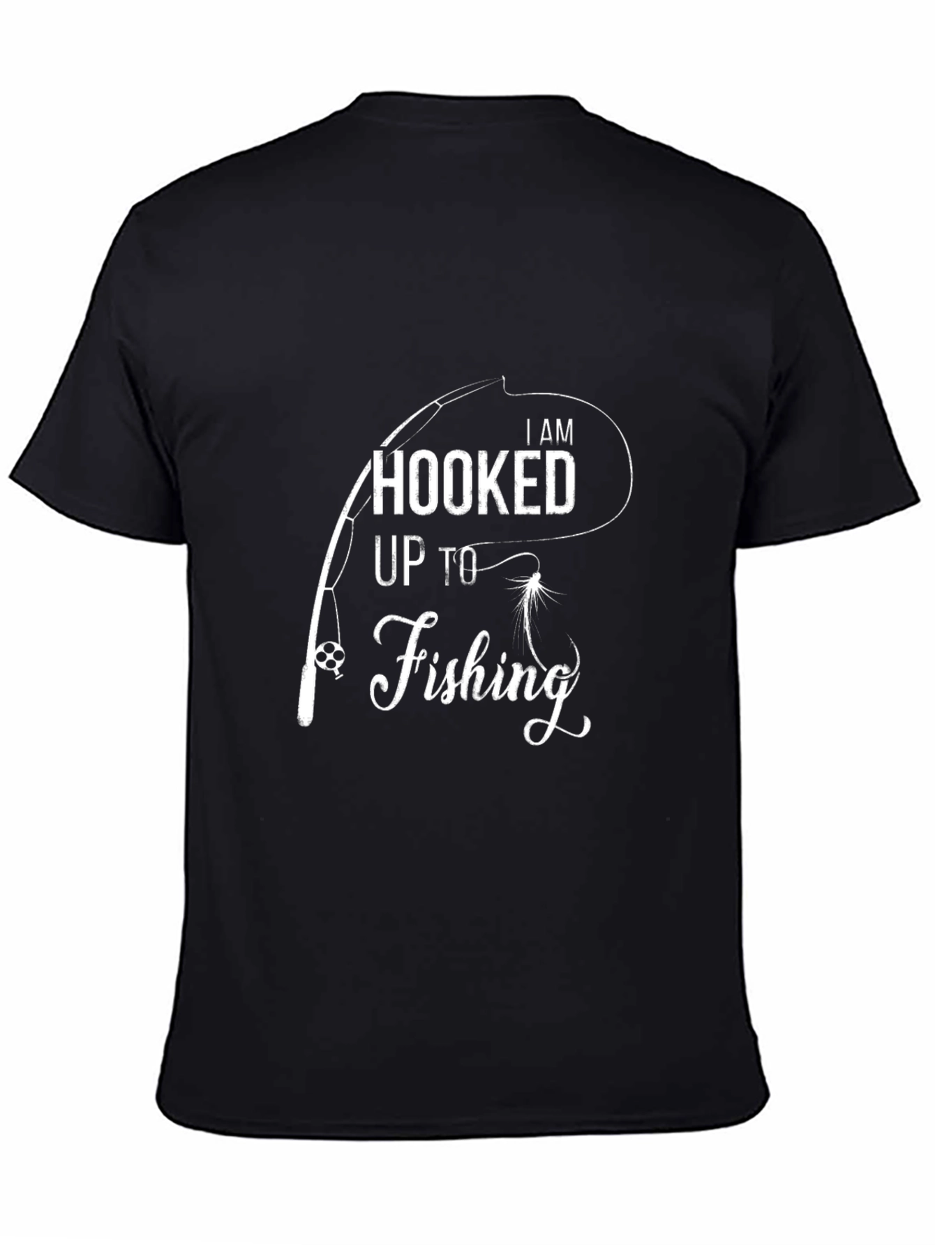 Hooked Up to Fishing Black T-Shirt