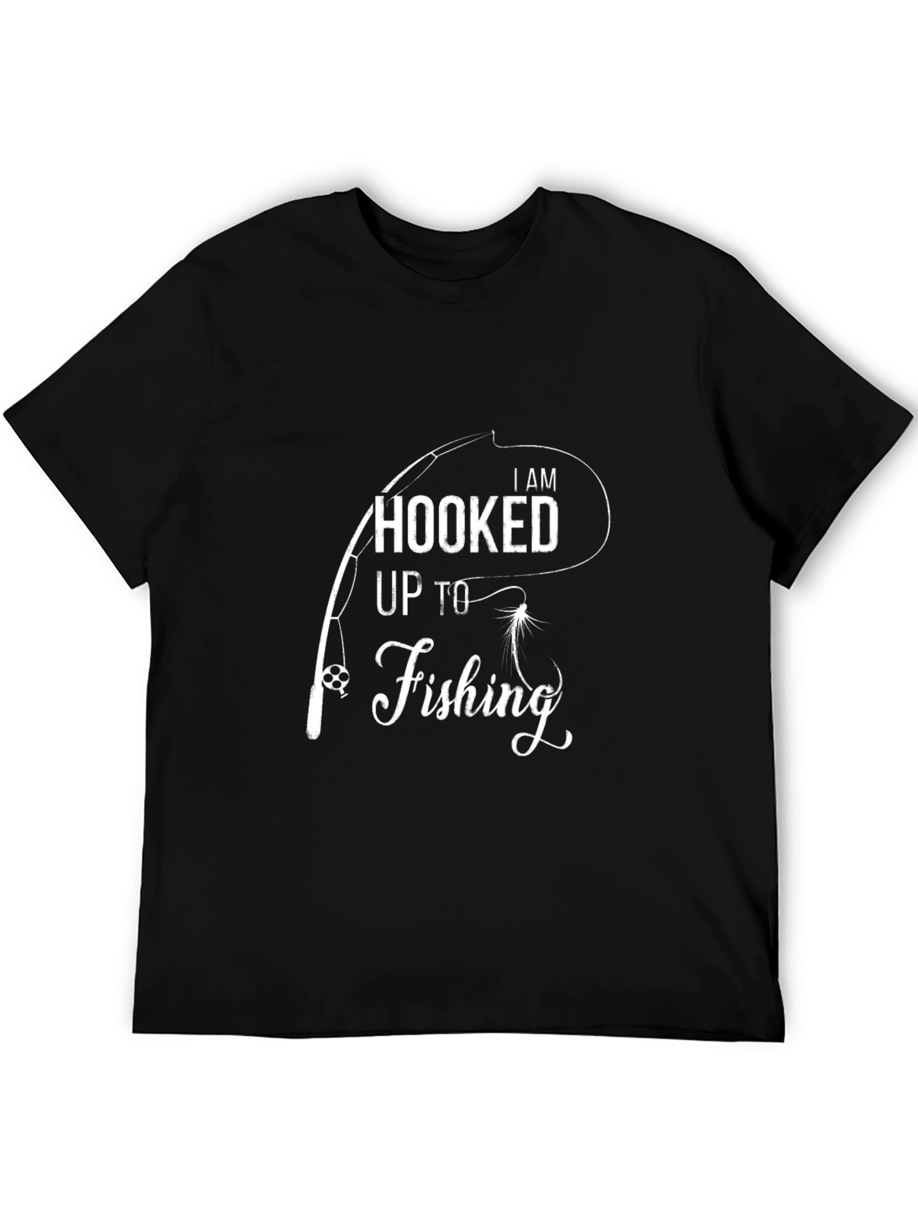Hooked Up to Fishing Black T-Shirt