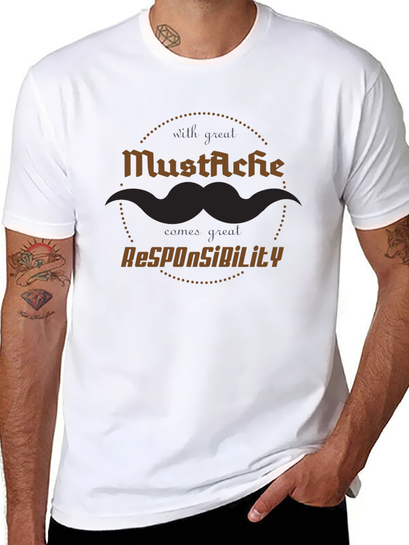 Mustache Responsibility Graphic Tee - Premium Cotton Blend